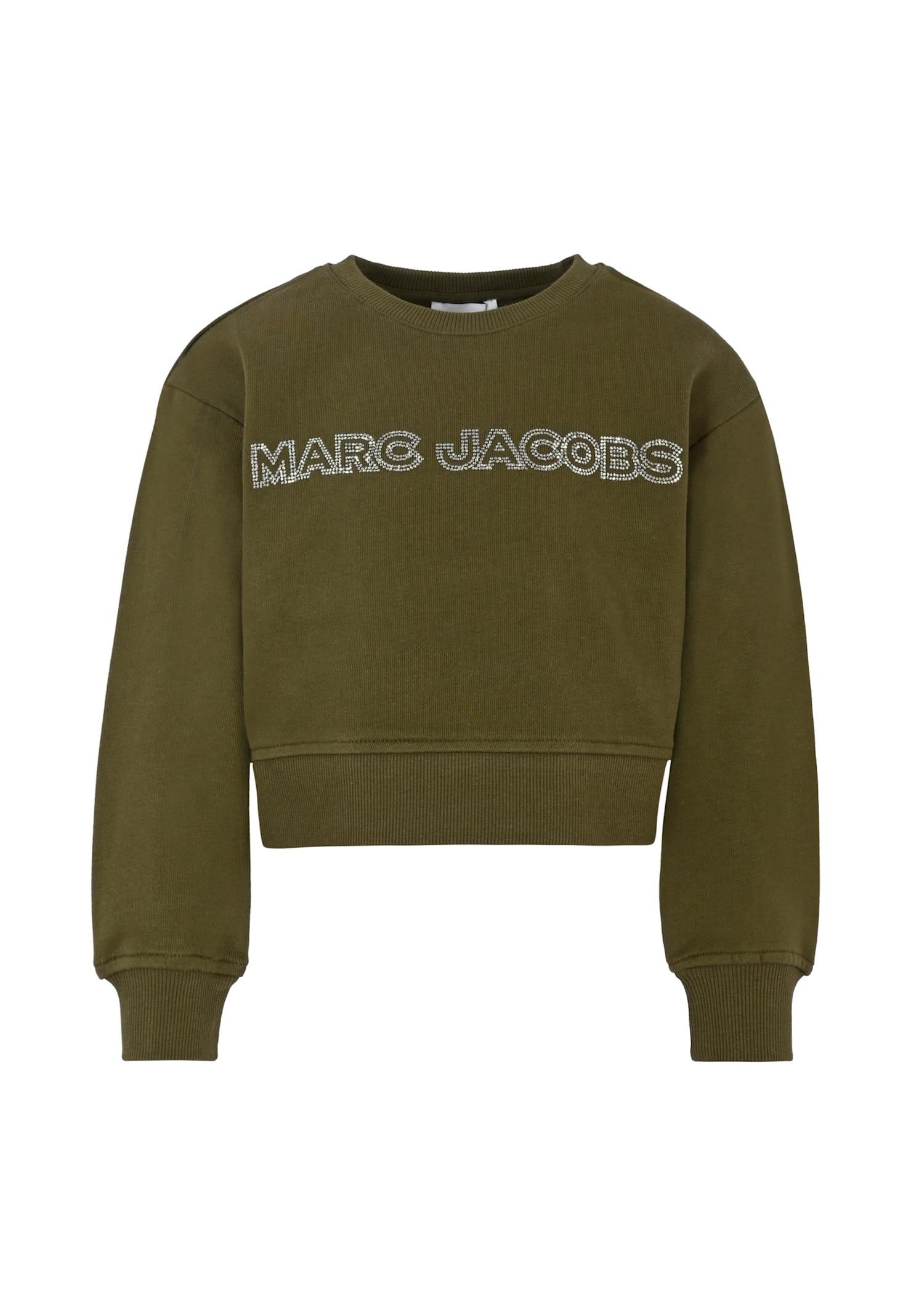 marc jacobs green cropped sweatshirt for girl with logo