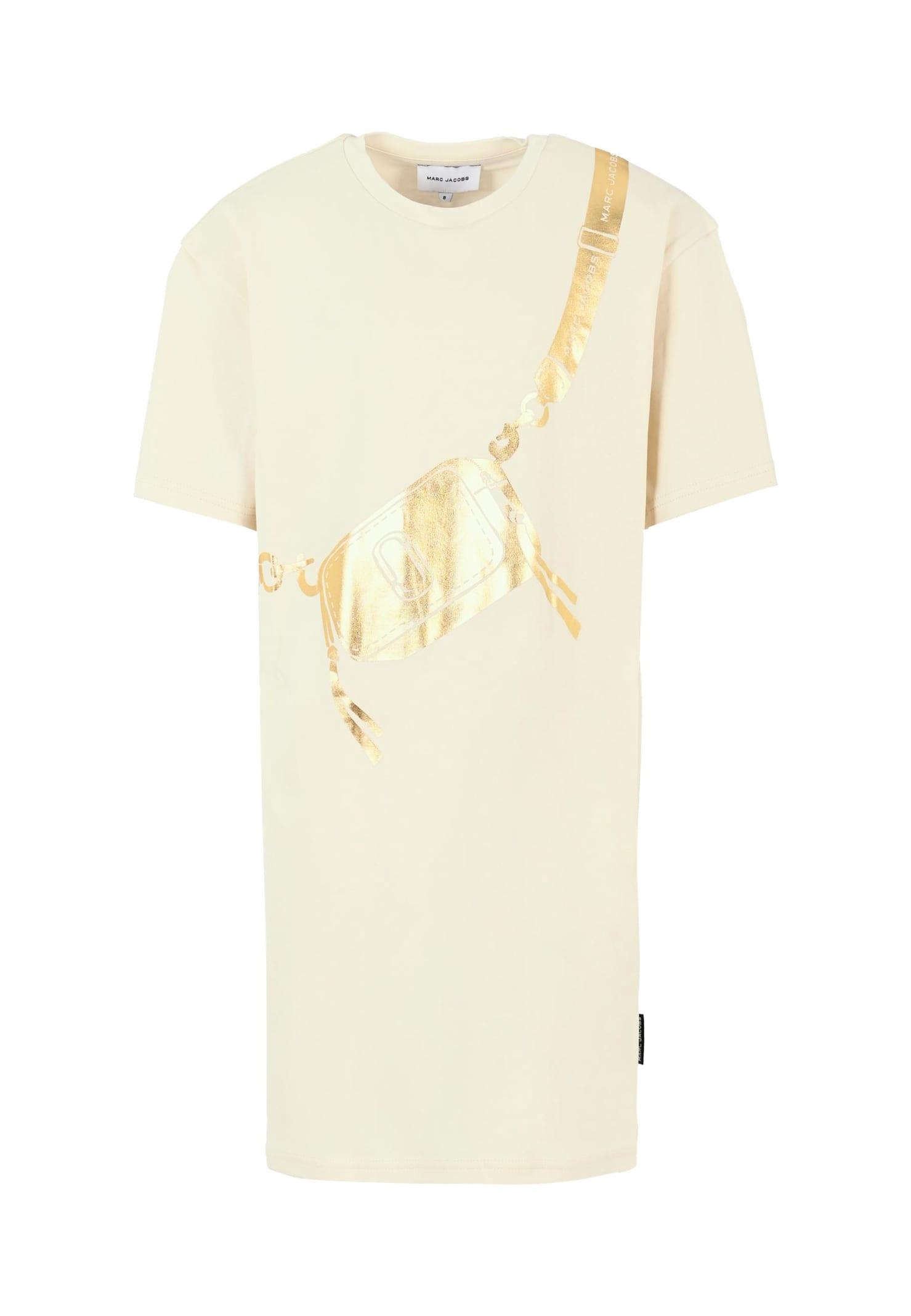 marc jacobs ivory dress for girl with bag print