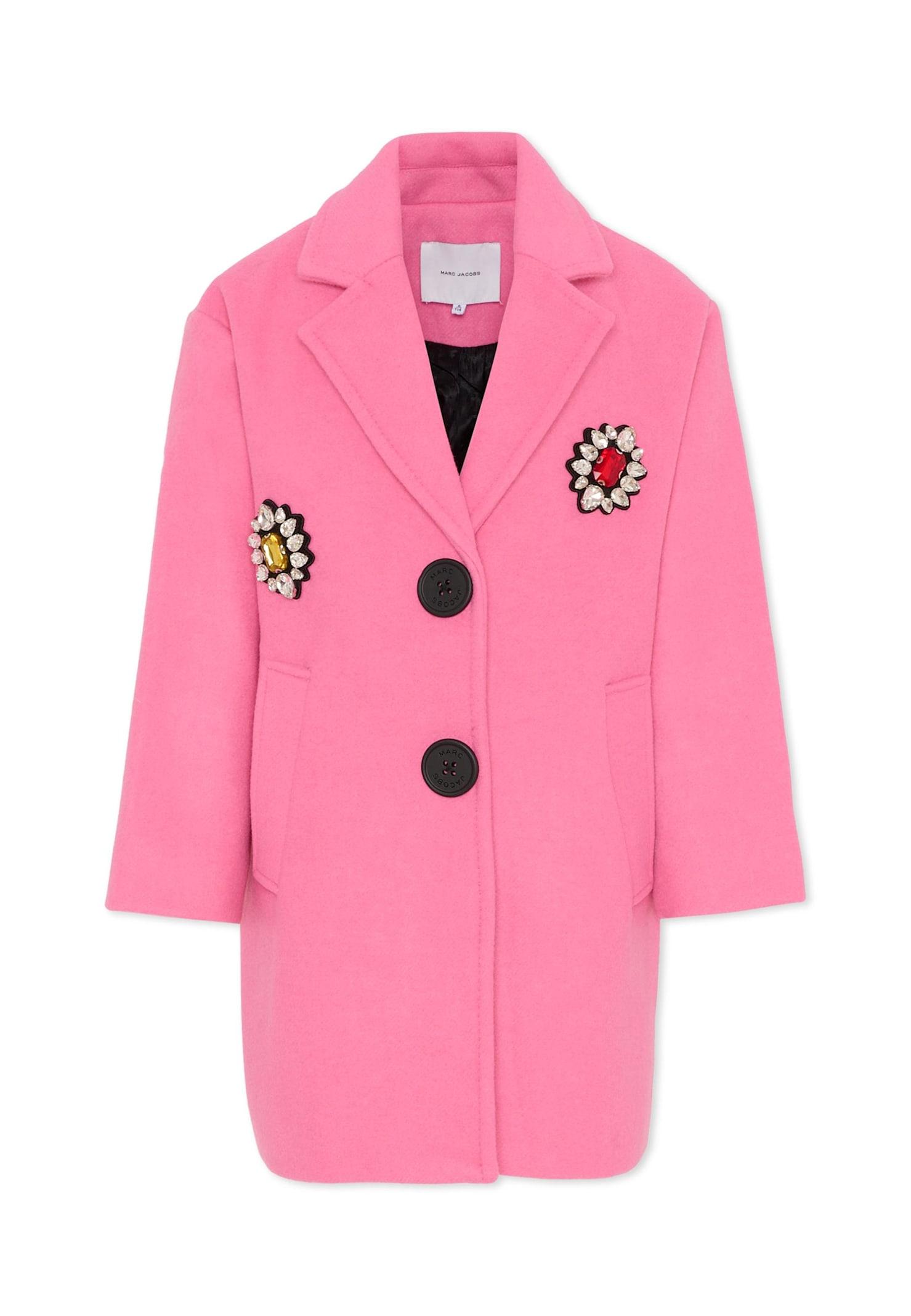 marc jacobs pink coat for girl with patch
