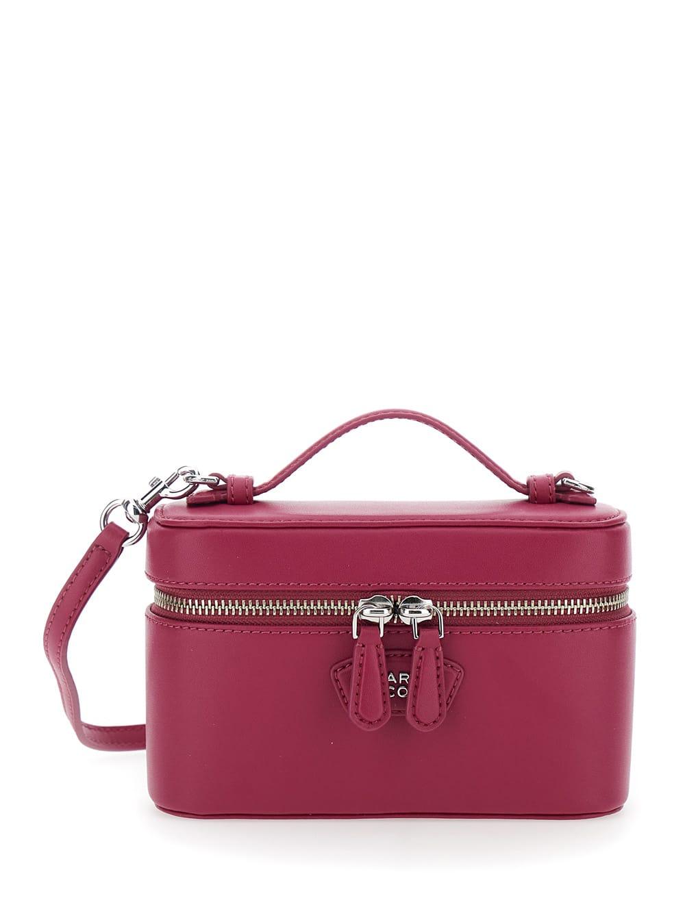 marc jacobs shoulder bag the vanity bag with removable strap and logo lettering on the front in pink leather for women
