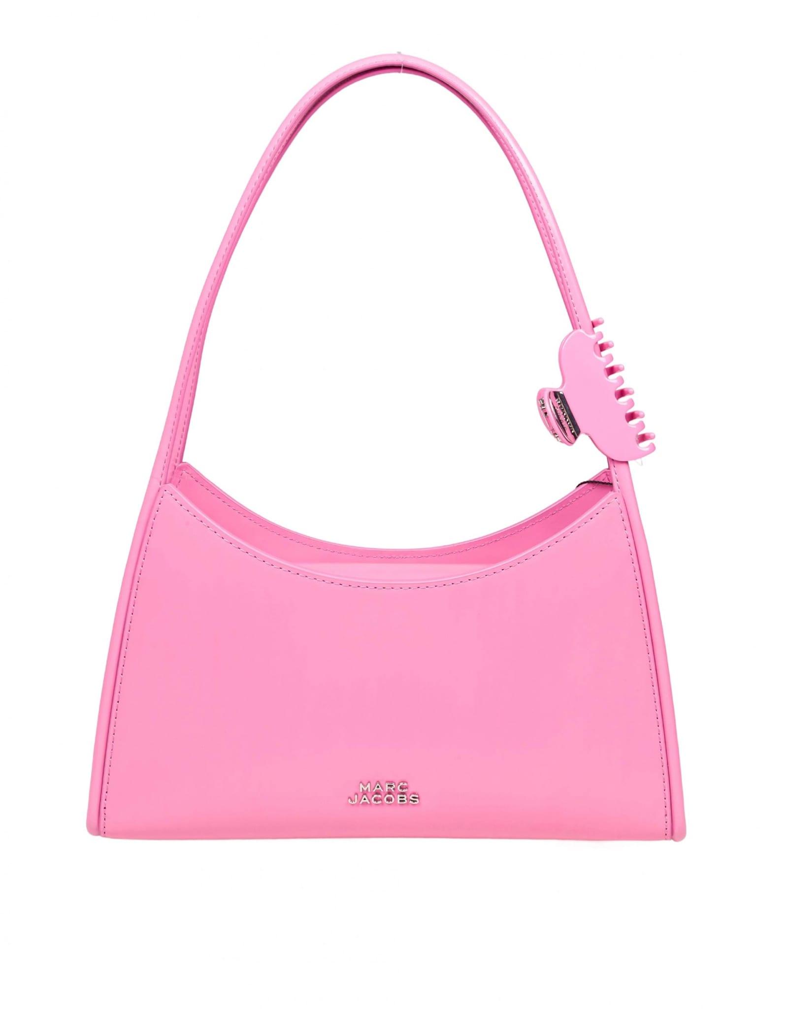 marc jacobs the claw clip shoulder bag in brushed leather color pink