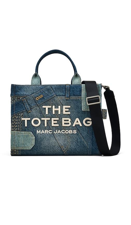 marc jacobs the deconstructed denim medium tote bag in blue.