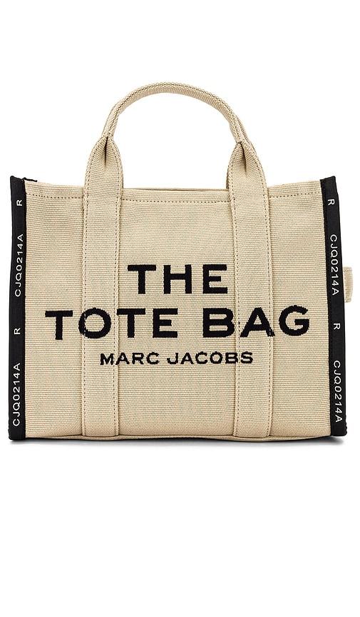 marc jacobs the jacquard medium tote bag in beige.