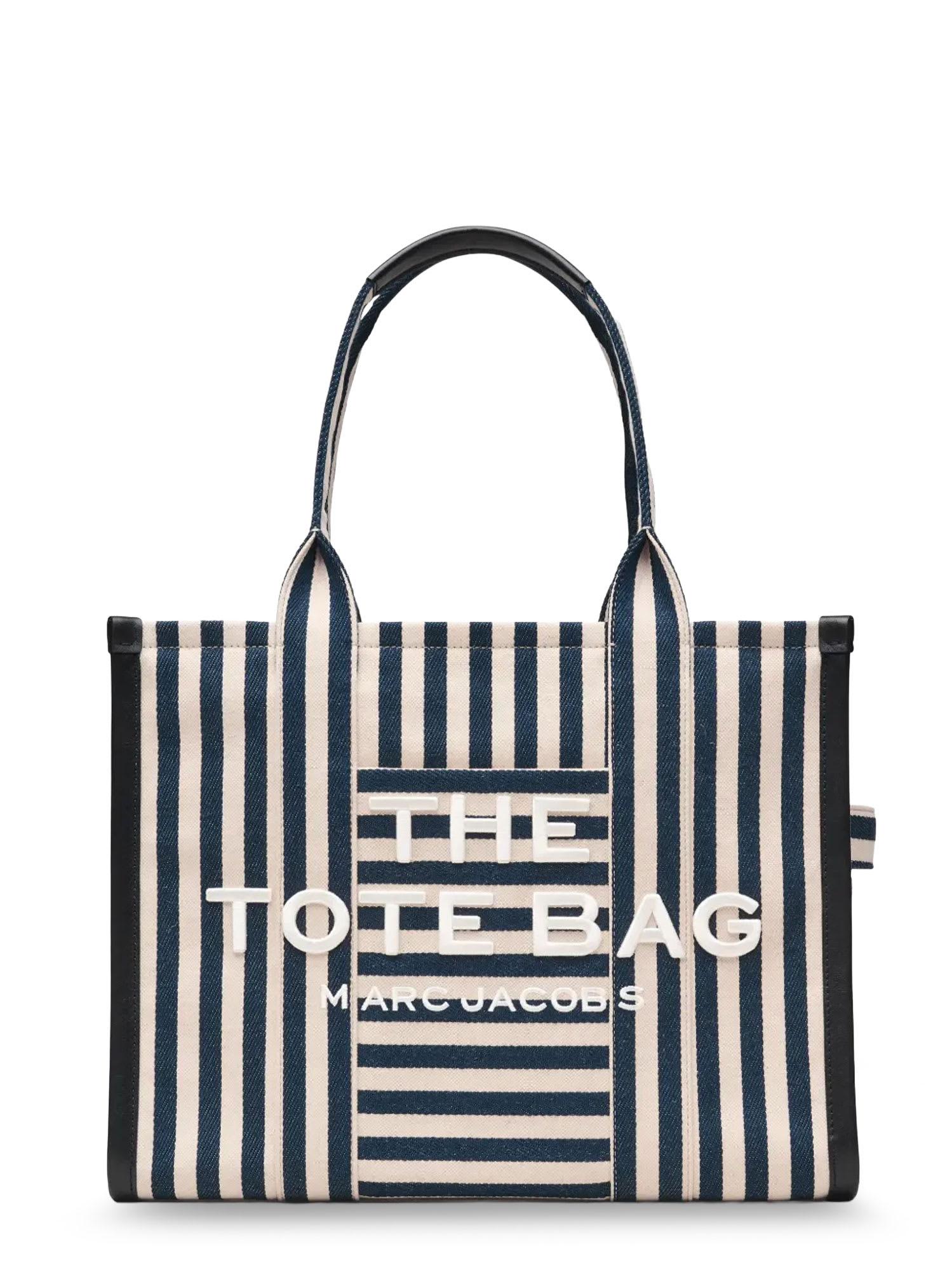 marc jacobs the large tote canvas handbag with front embroidered logo