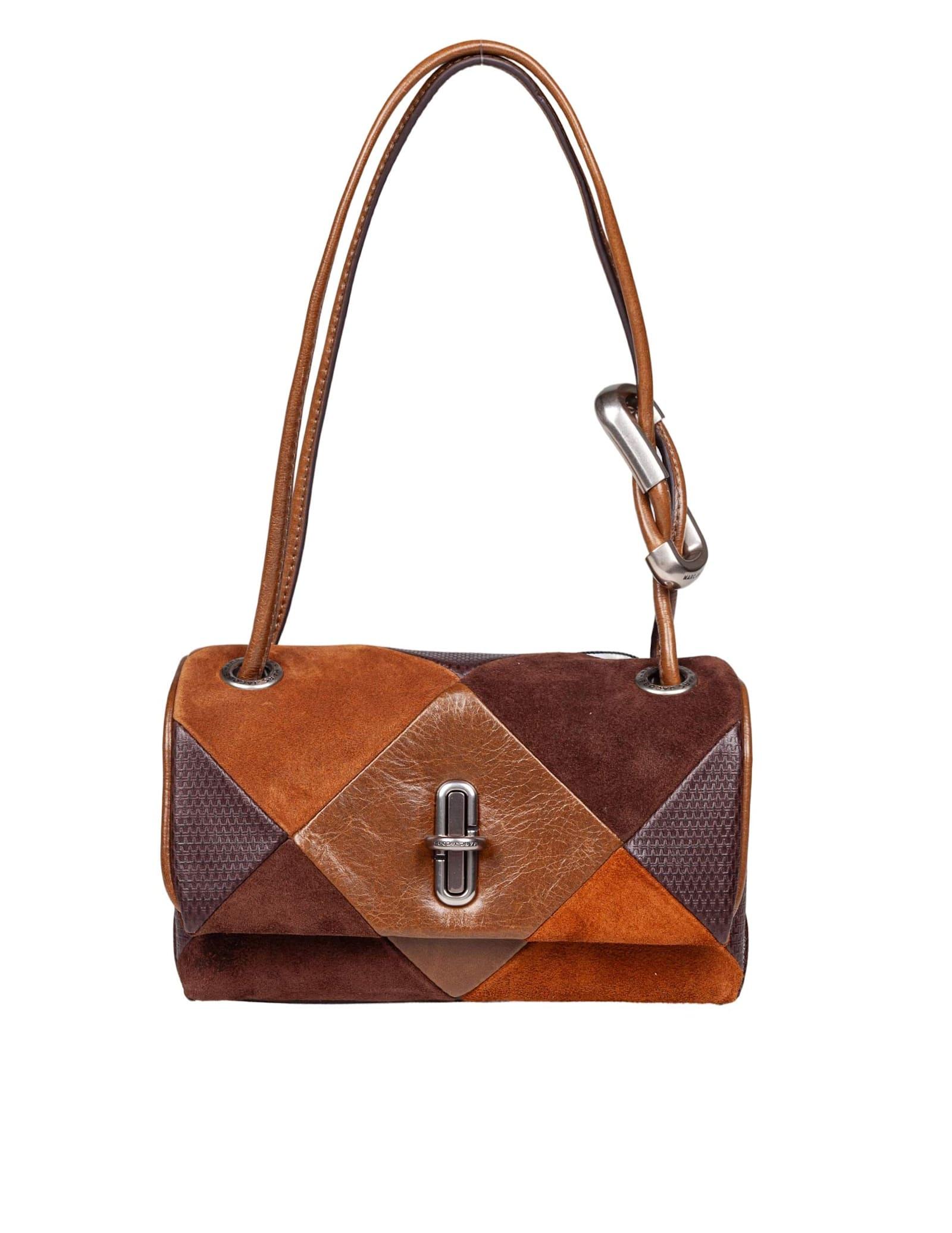 marc jacobs the mini dual shoulder bag in patchwork suede