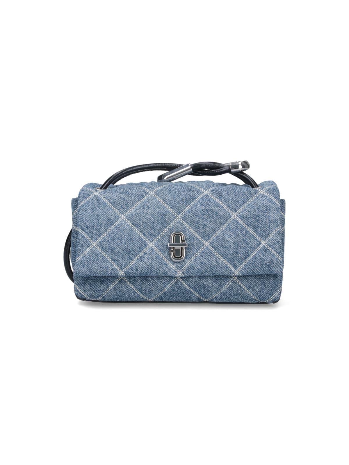 marc jacobs the quilted dual chain denim mini shoulder bag