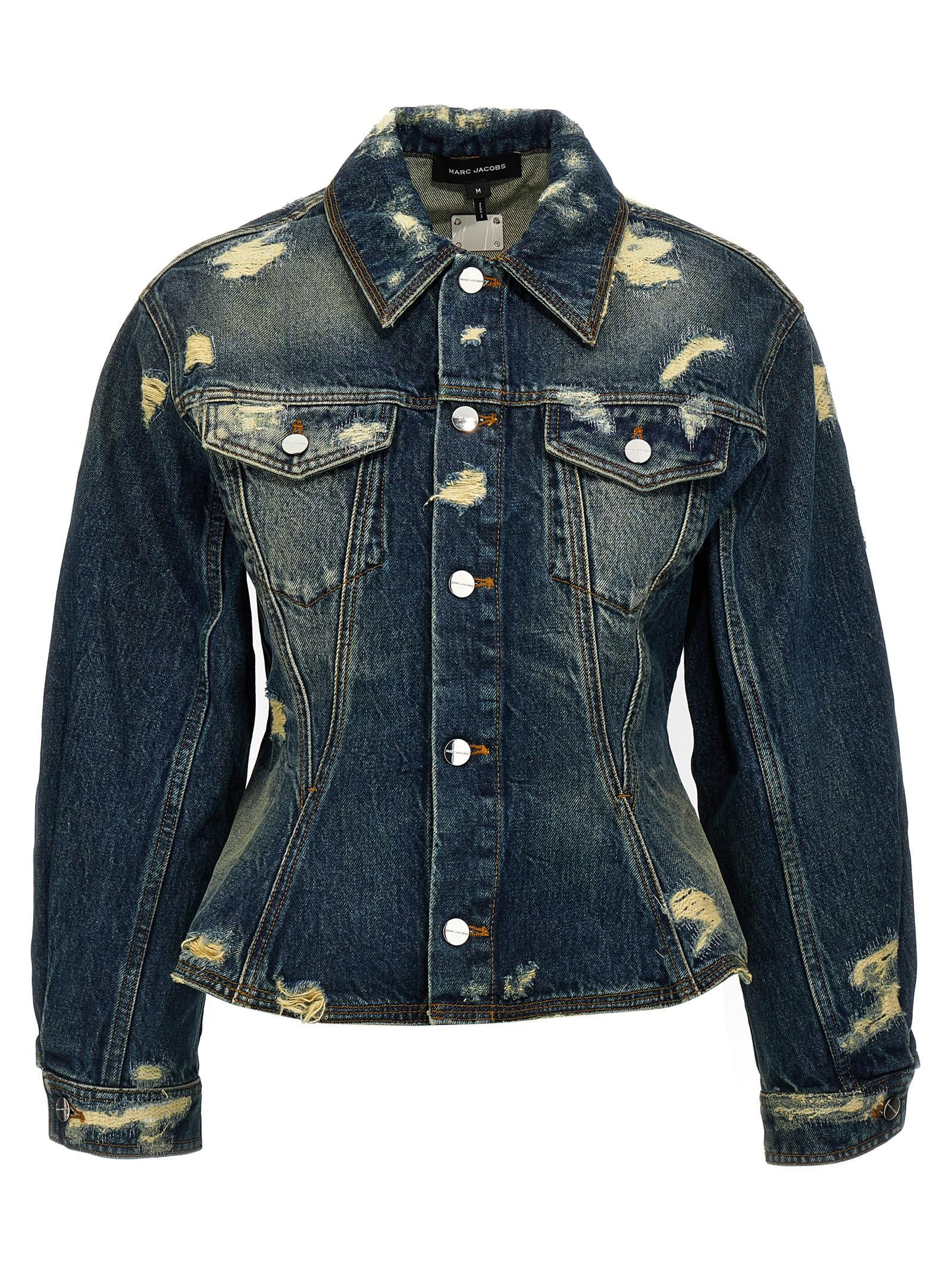 marc jacobs the rip and repair fluted denim jacket jacket