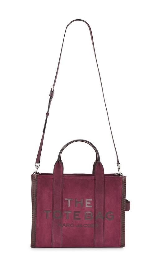marc jacobs the suede medium tote bag in burgundy.