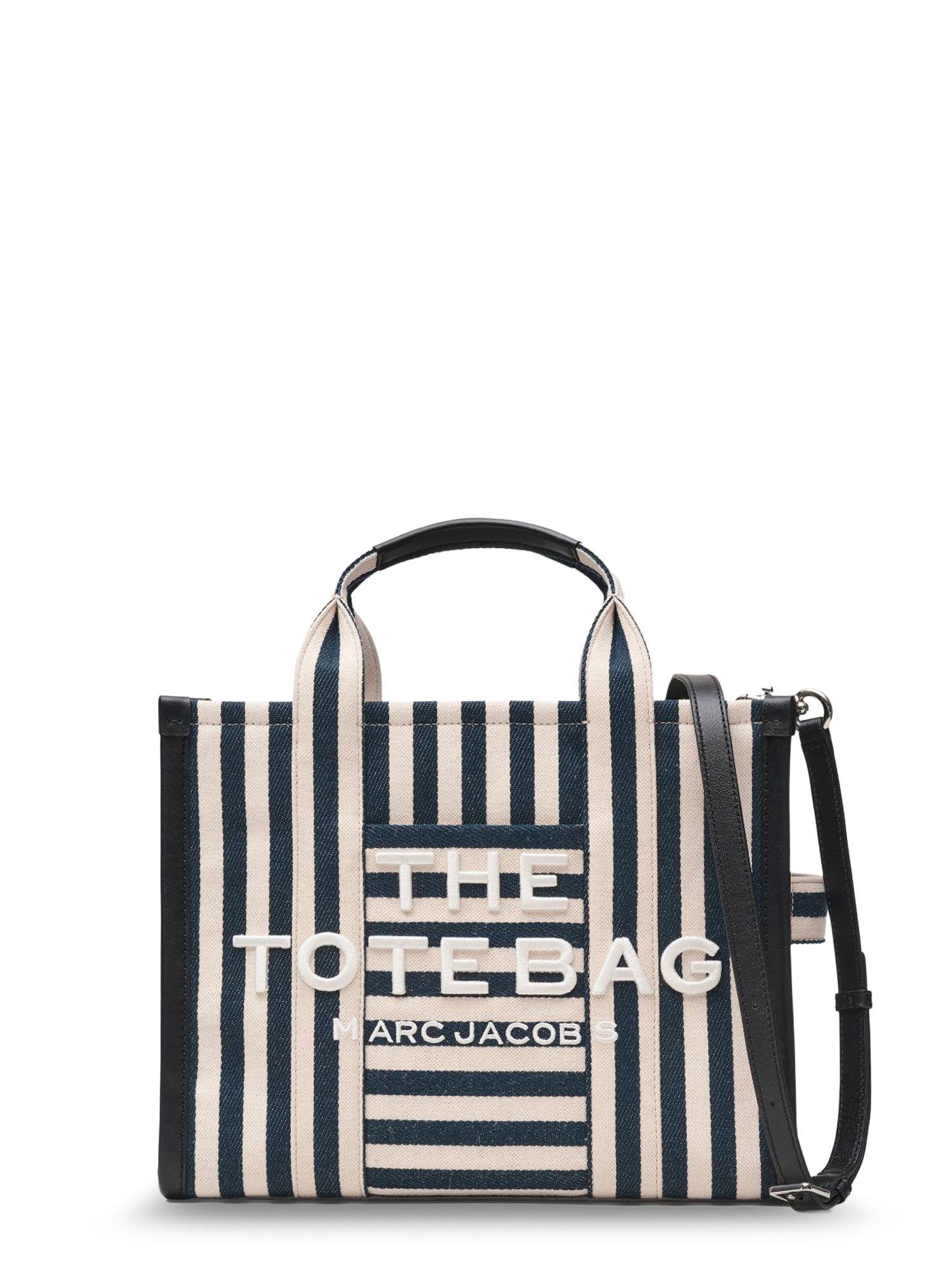 marc jacobs the tote bag canvas handbag with embroidered logo on the front