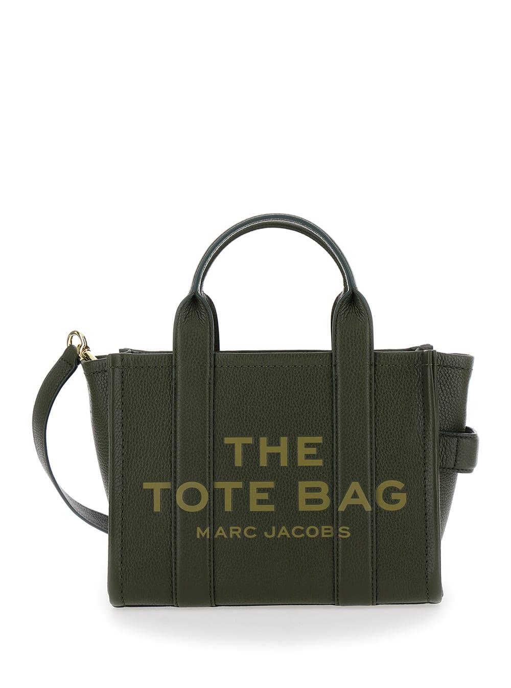 marc jacobs the tote bag media in green hammered leather for women