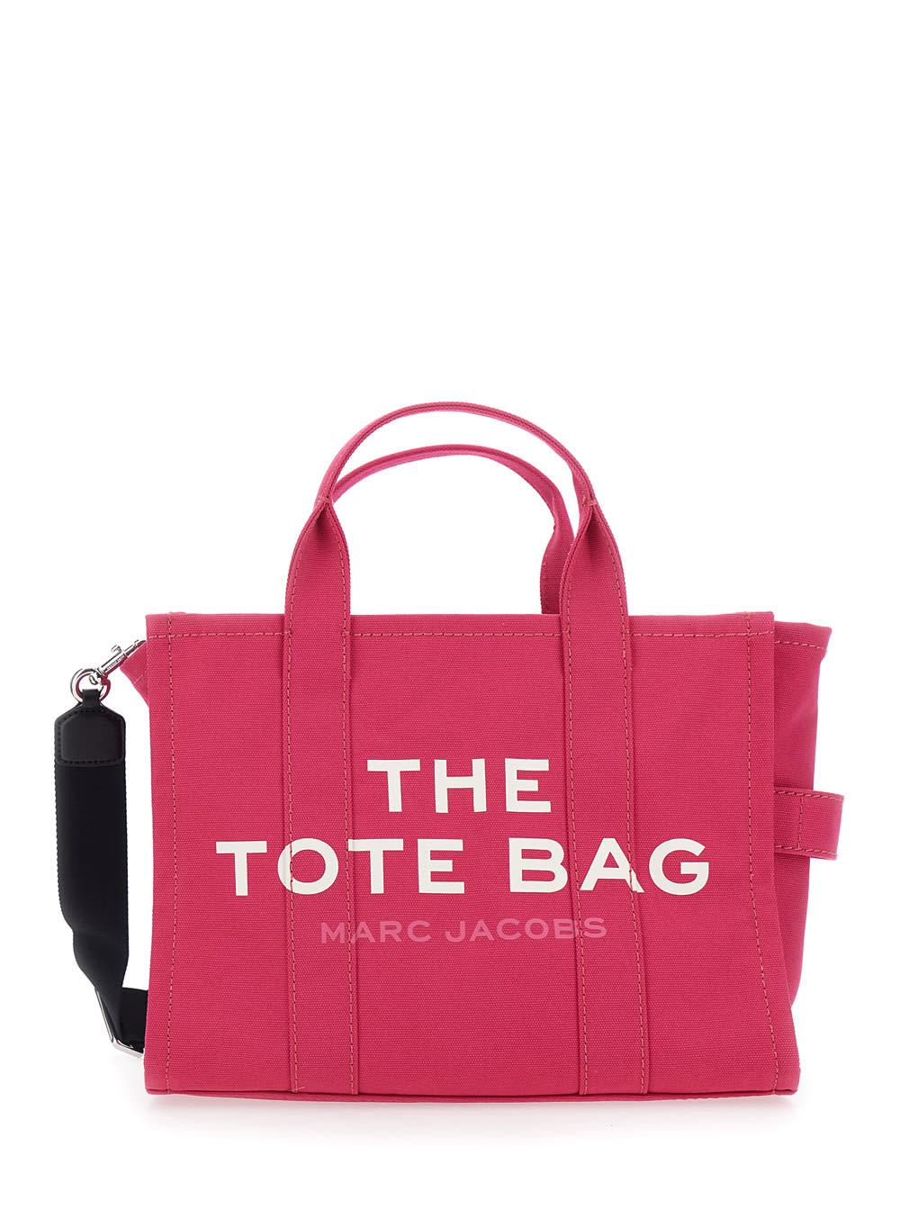 marc jacobs tote bag the medium tote with contrast logo print in pink cotton for women