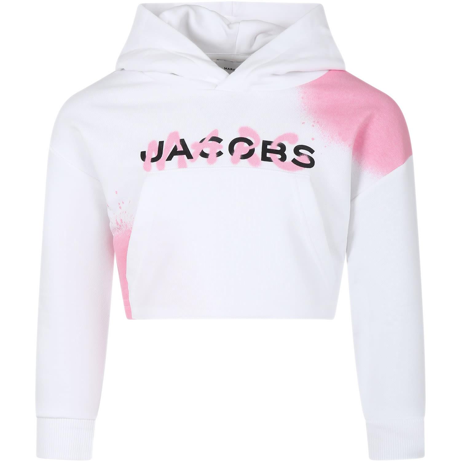 marc jacobs white sweatshirt for girl with logo