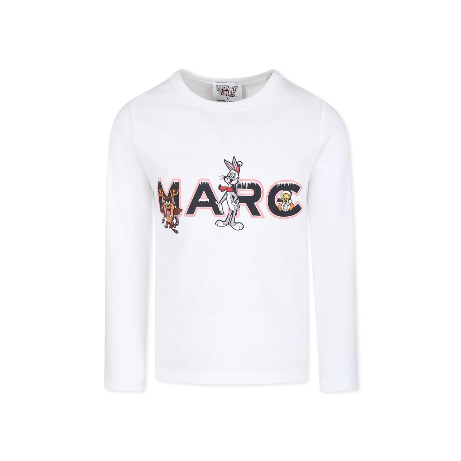 marc jacobs white t-shirt for girl with looney tunes printed