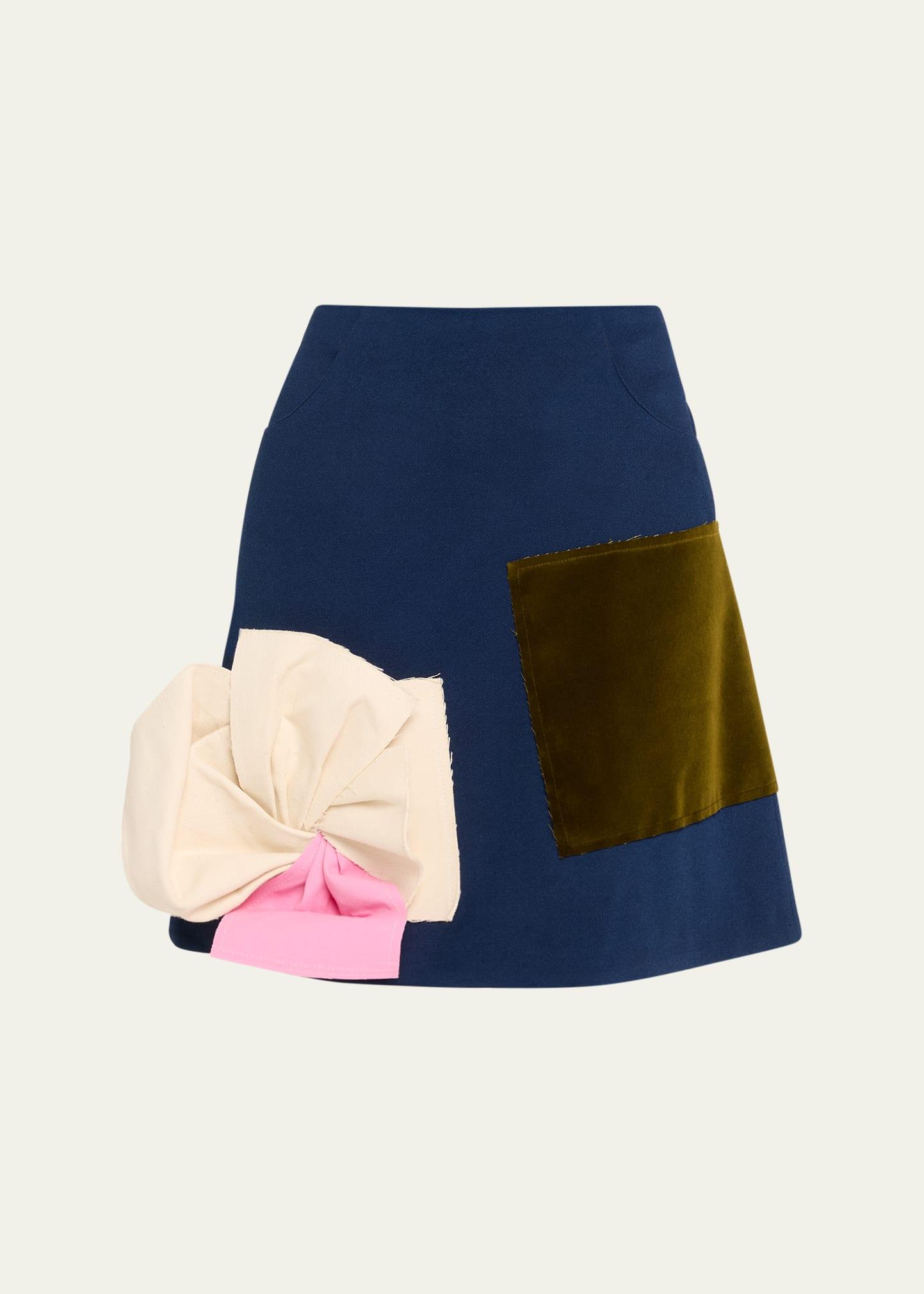marcel flower patch denim mini skirt