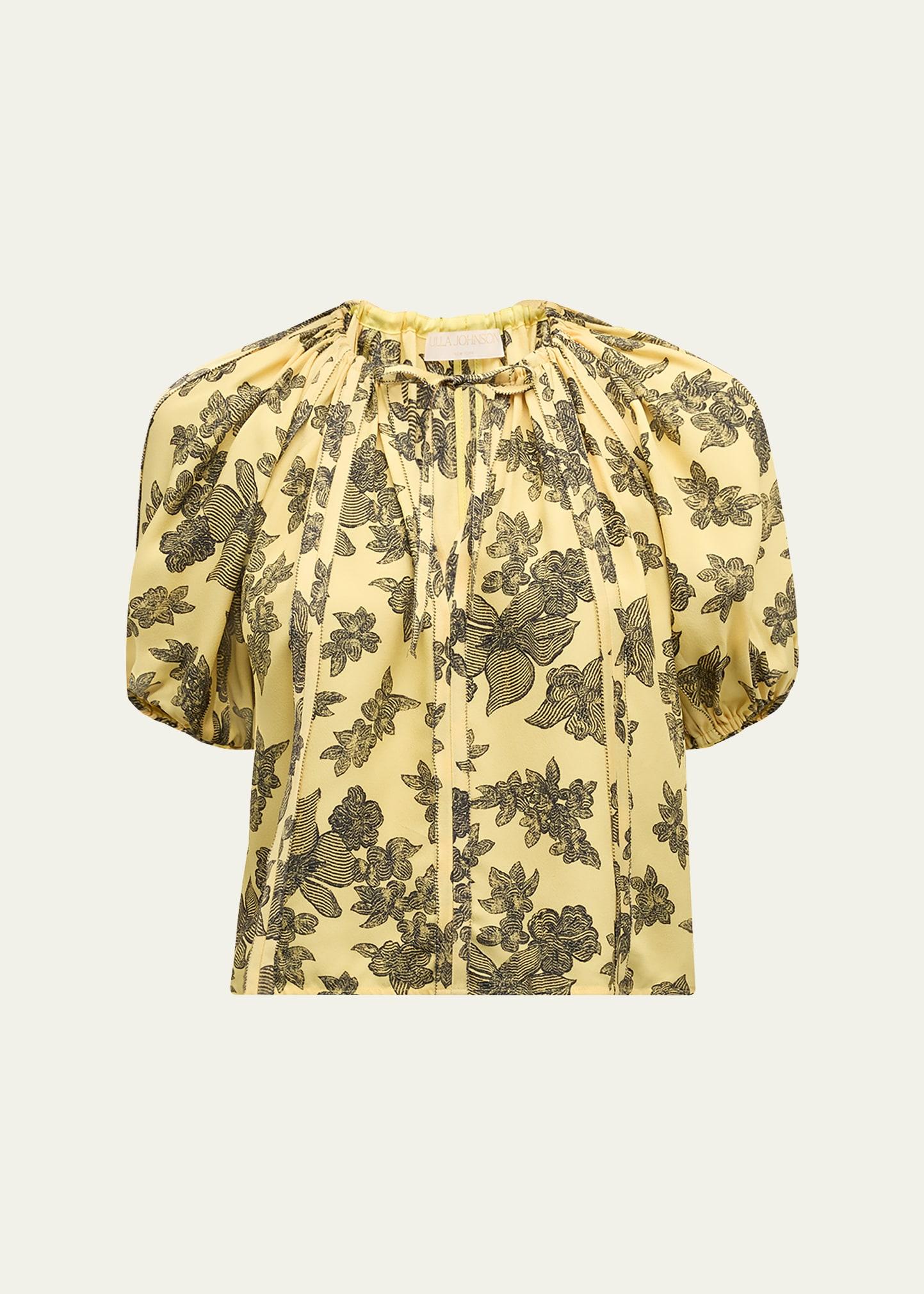 marcelena floral puff-sleeve top