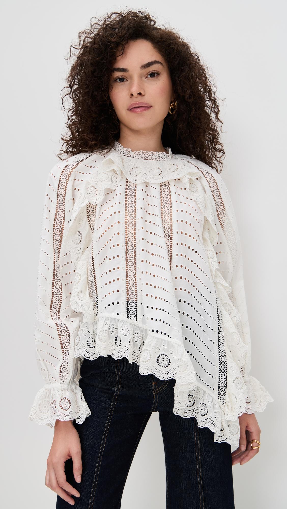 marcella asymmetrical long sleeve blouse