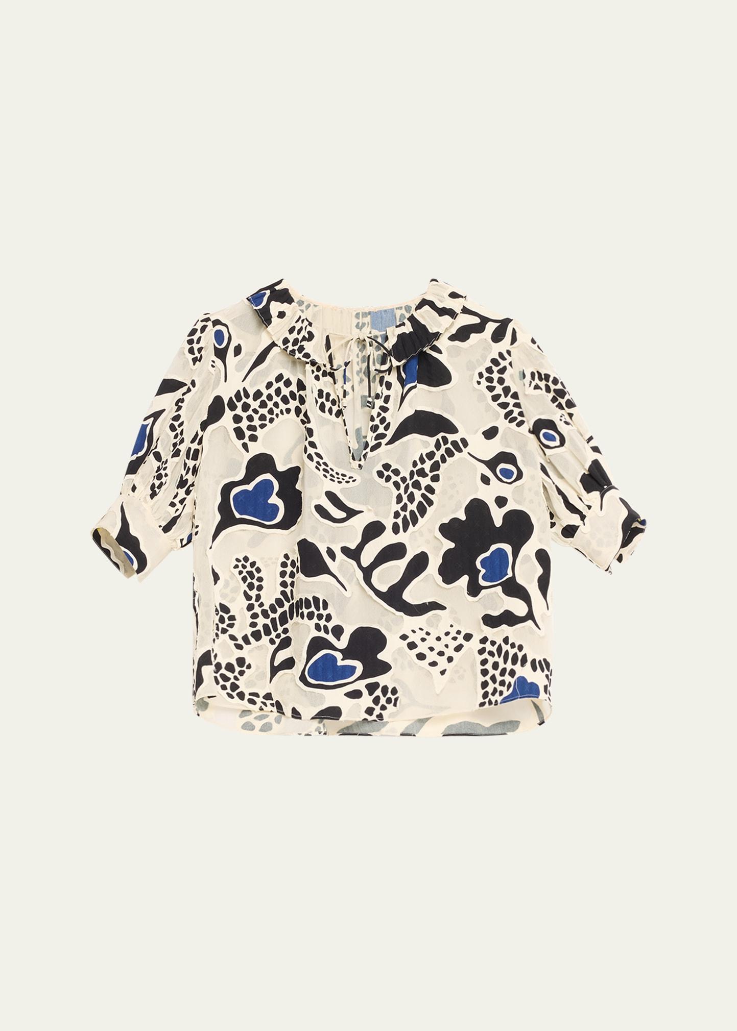 marcella printed puff-sleeve top