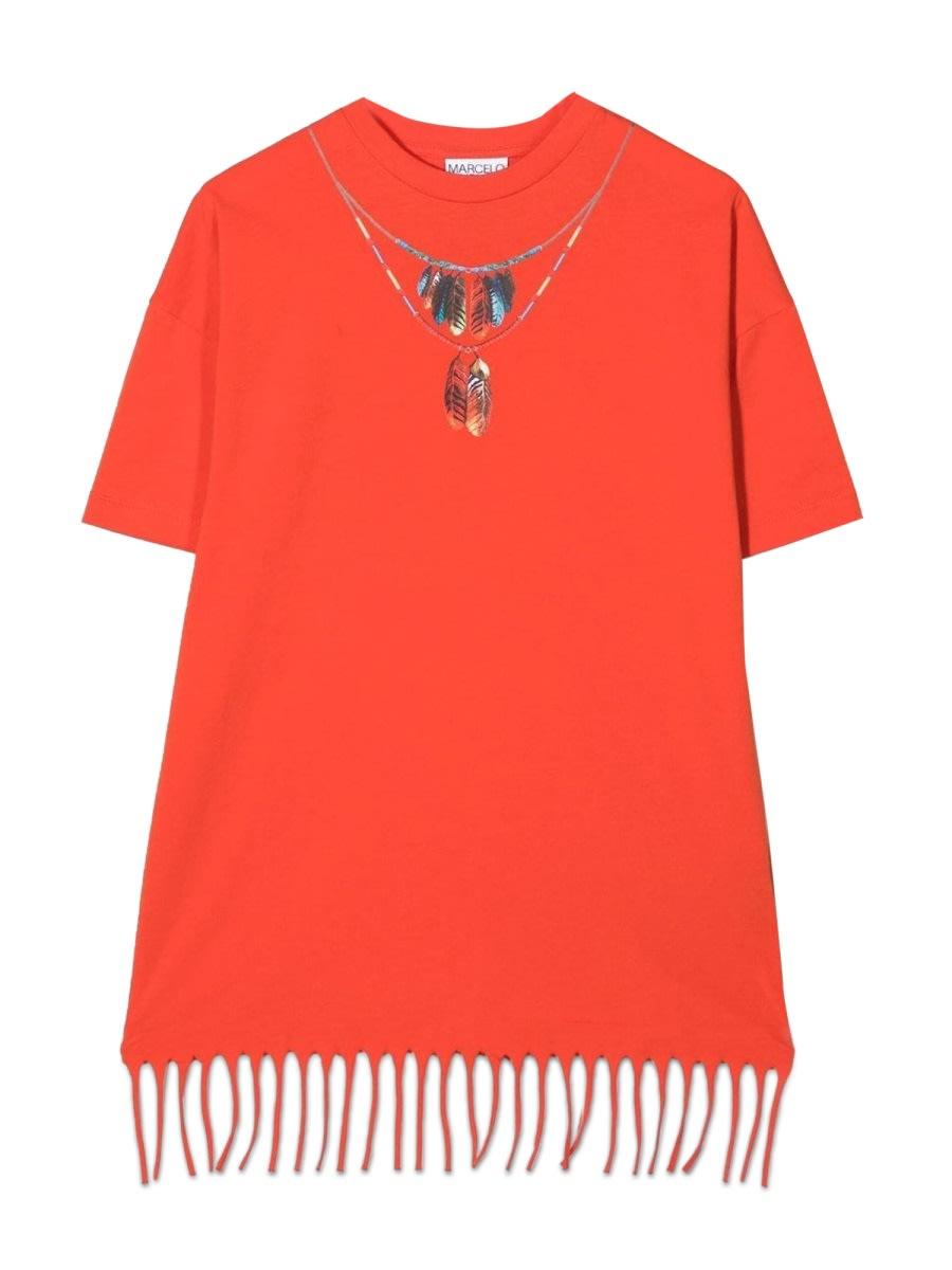 marcelo burlon feathers necklace fringe dres