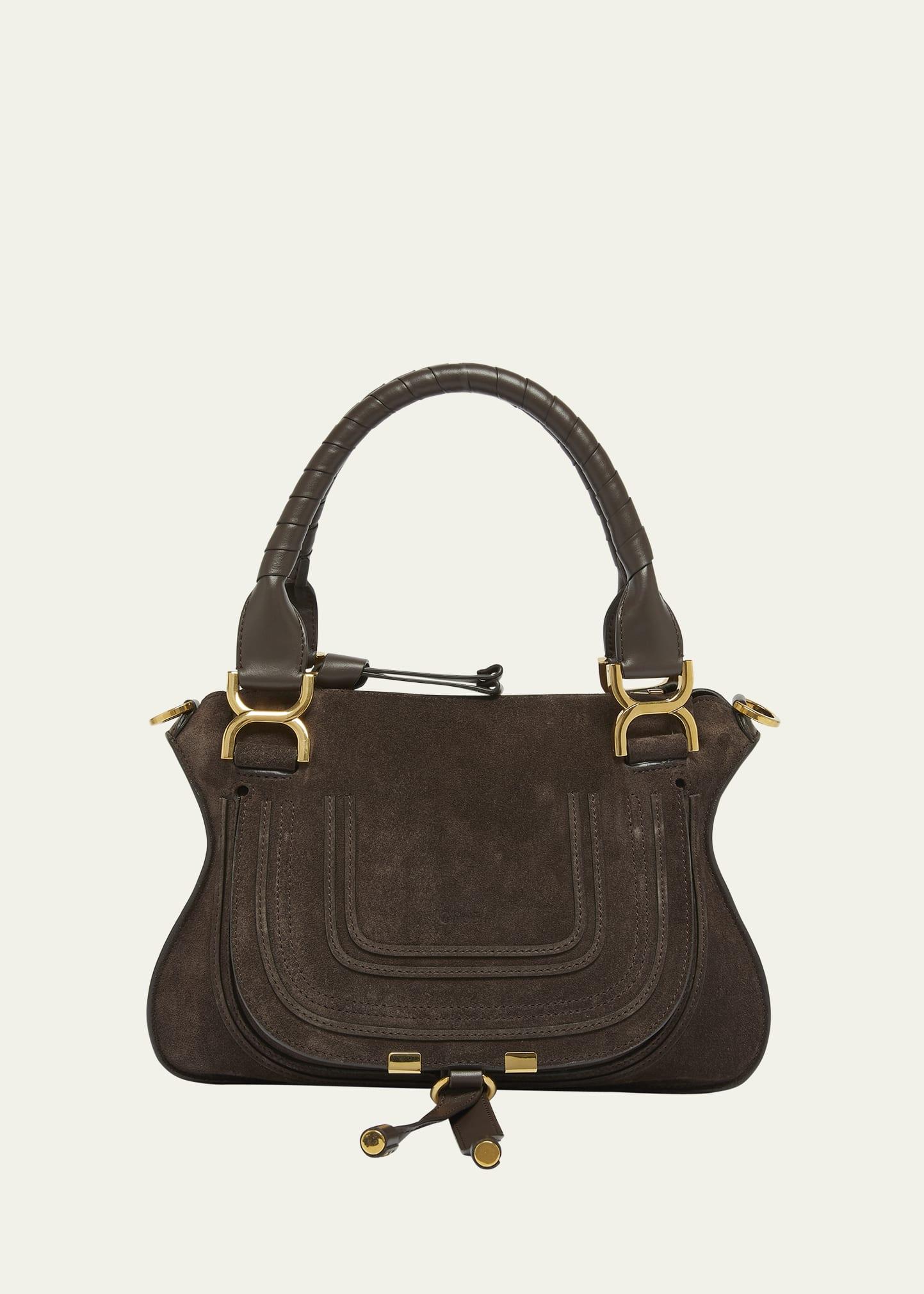 marcie double carry satchel in calfskin suede