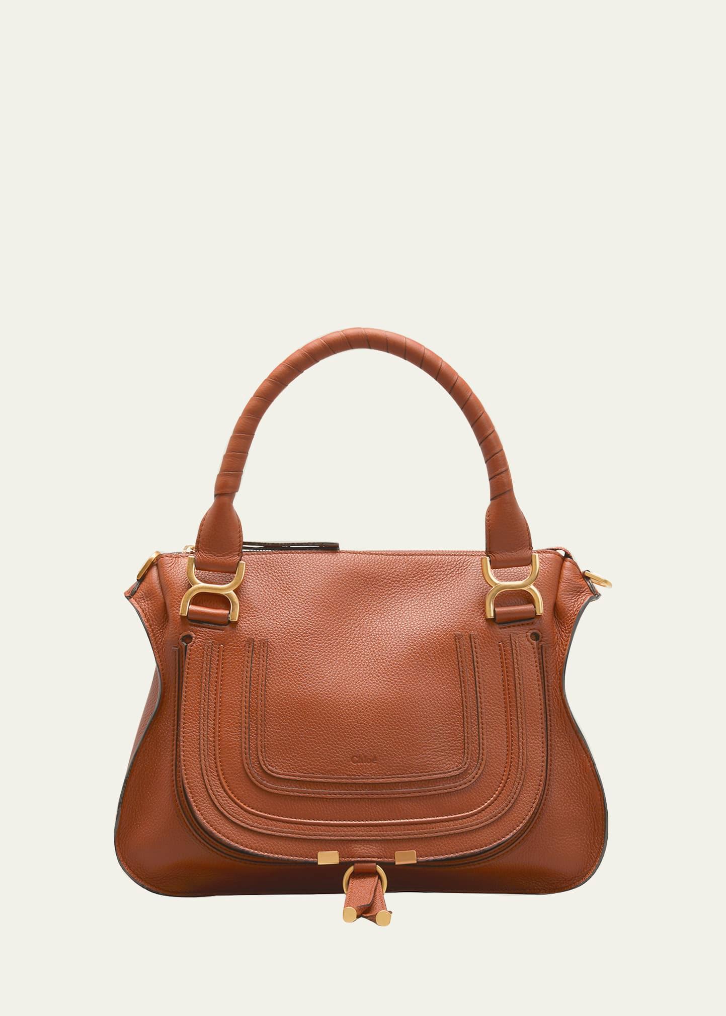 marcie medium double carry satchel bag in grained leather