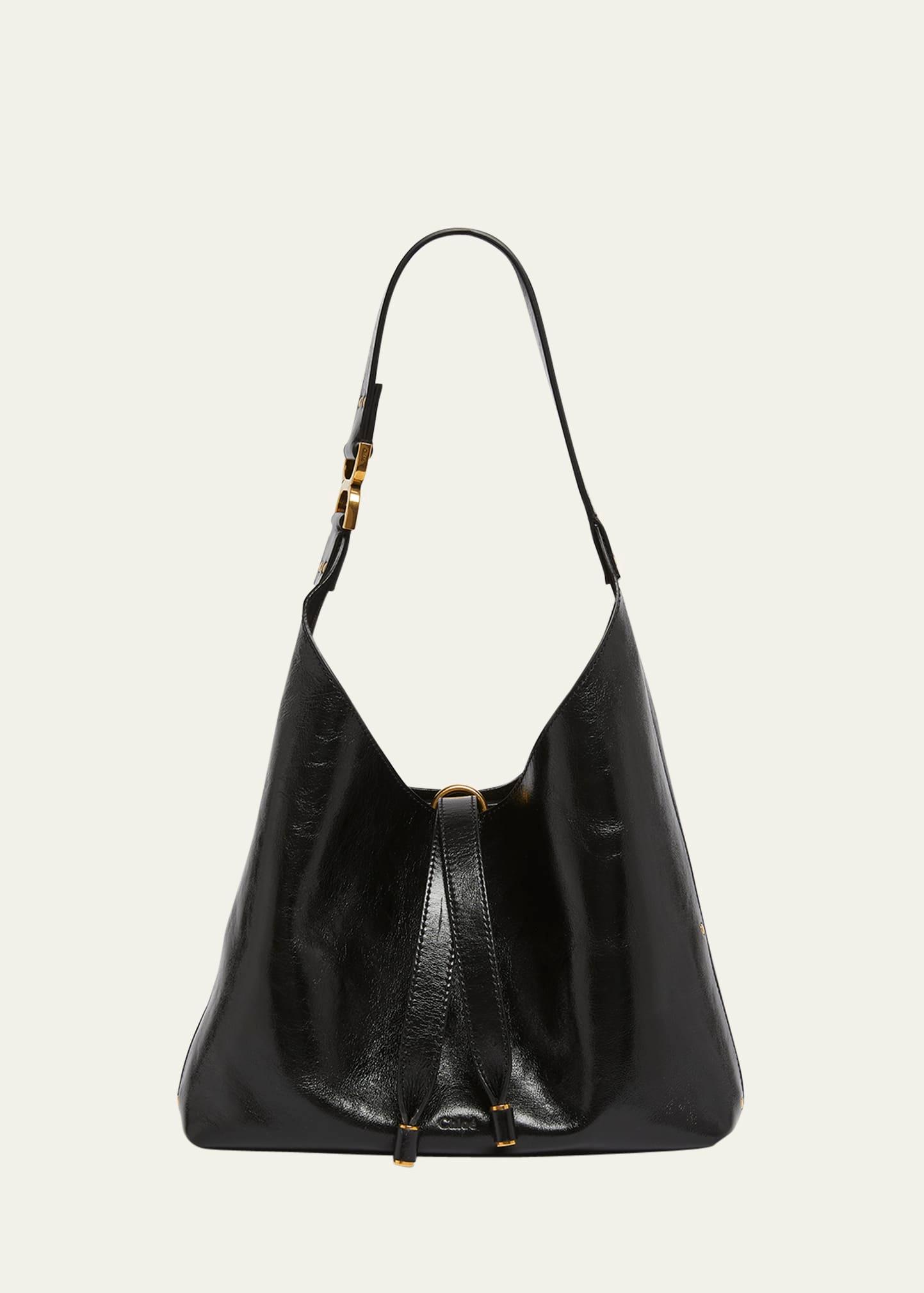 marcie small hobo bag in shiny calfskin