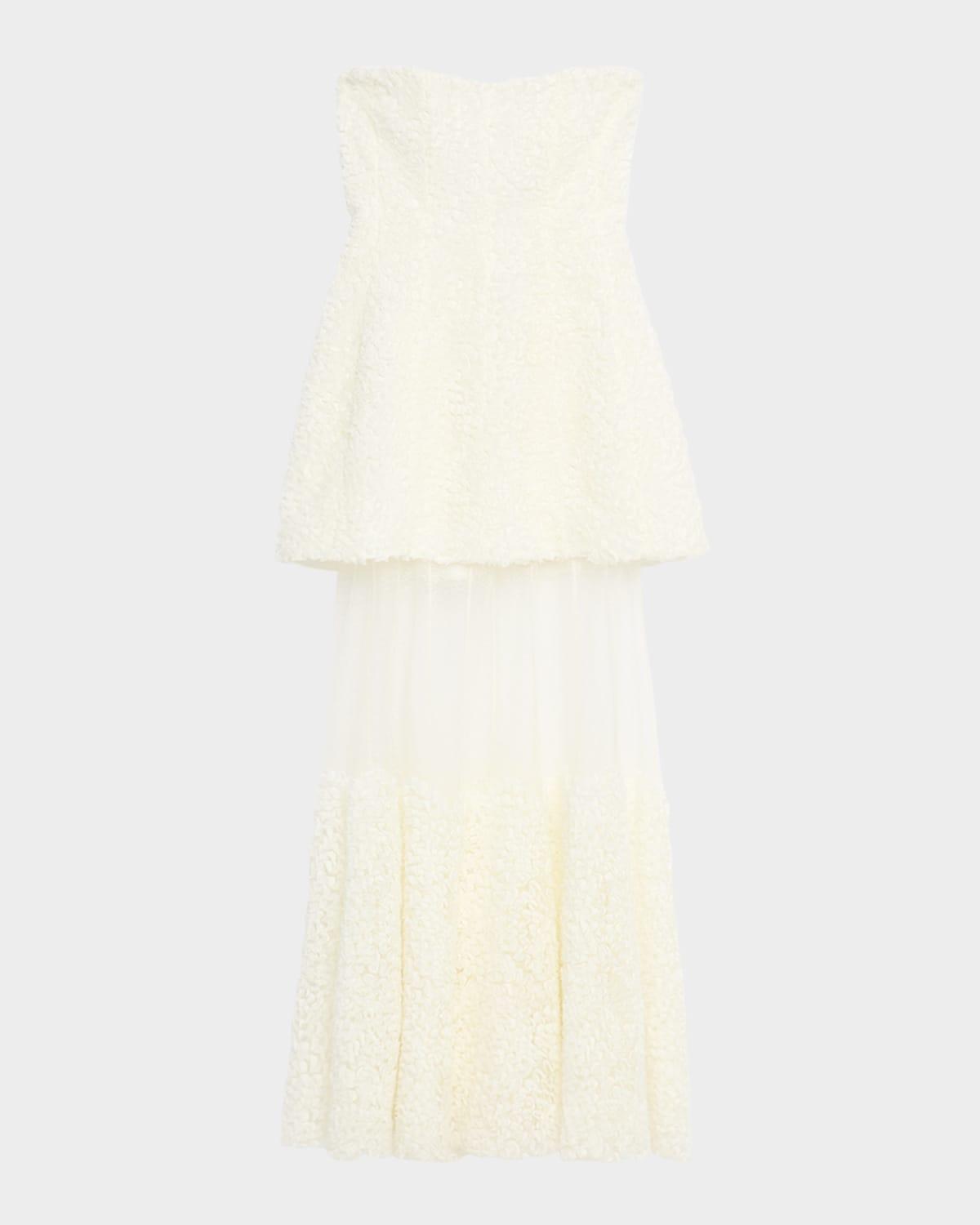 marella strapless bustier sheer midi dress