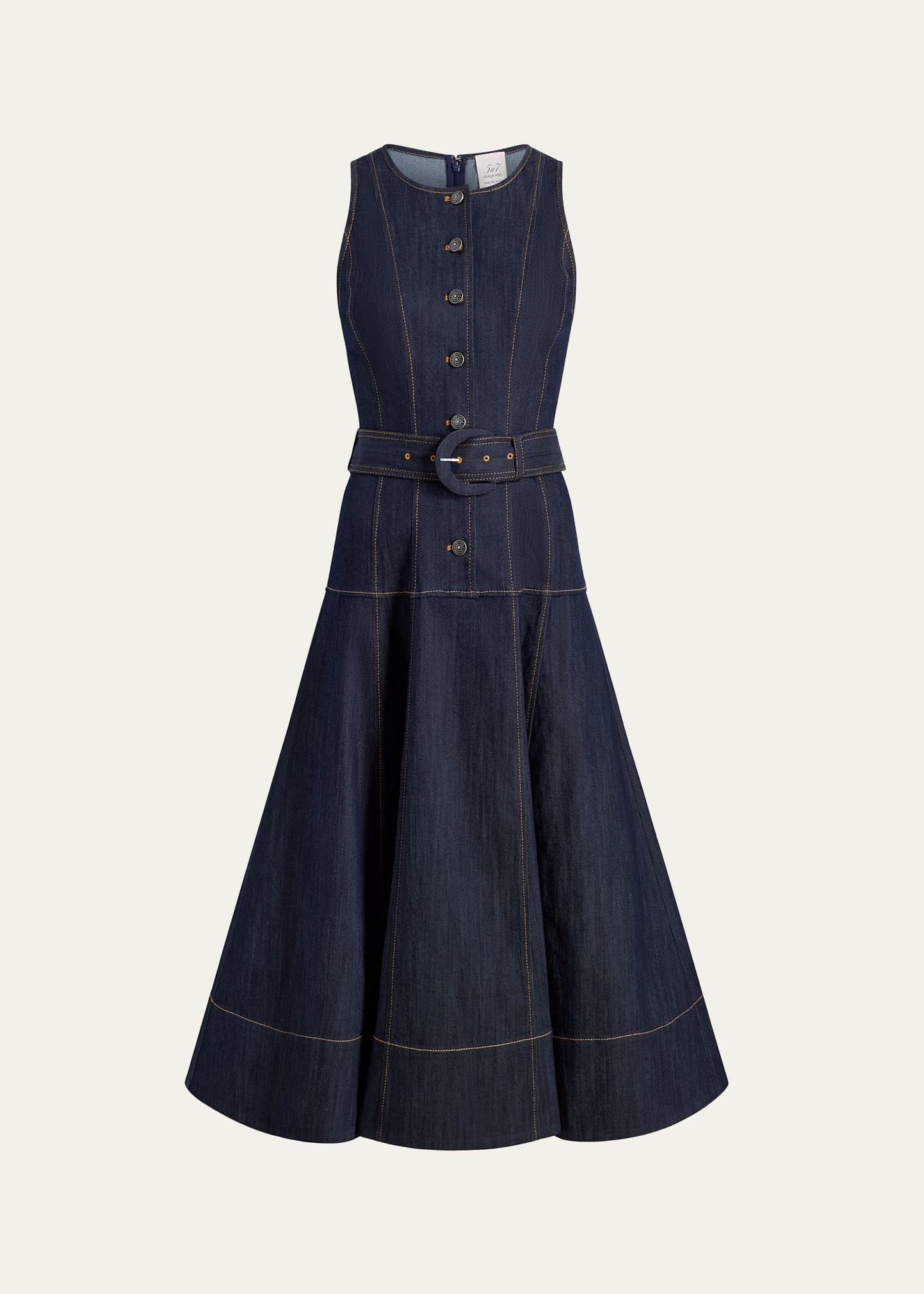 margaret sleeveless denim midi dress
