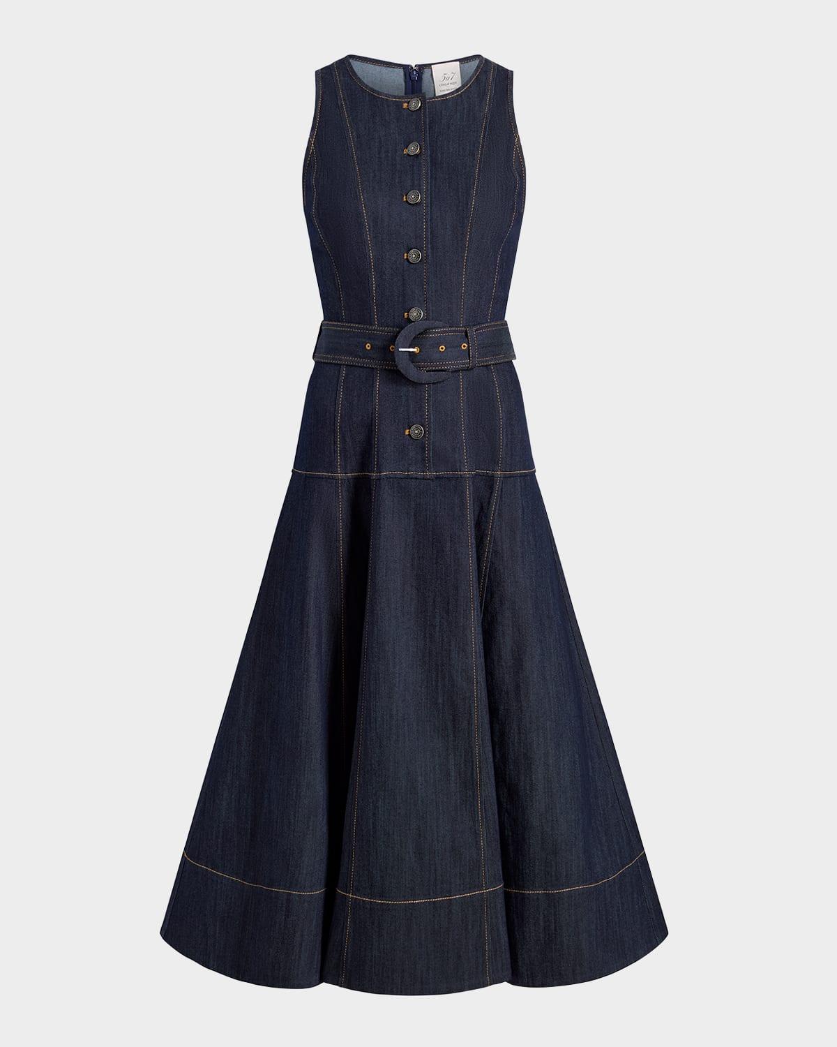 margaret sleeveless denim midi dress