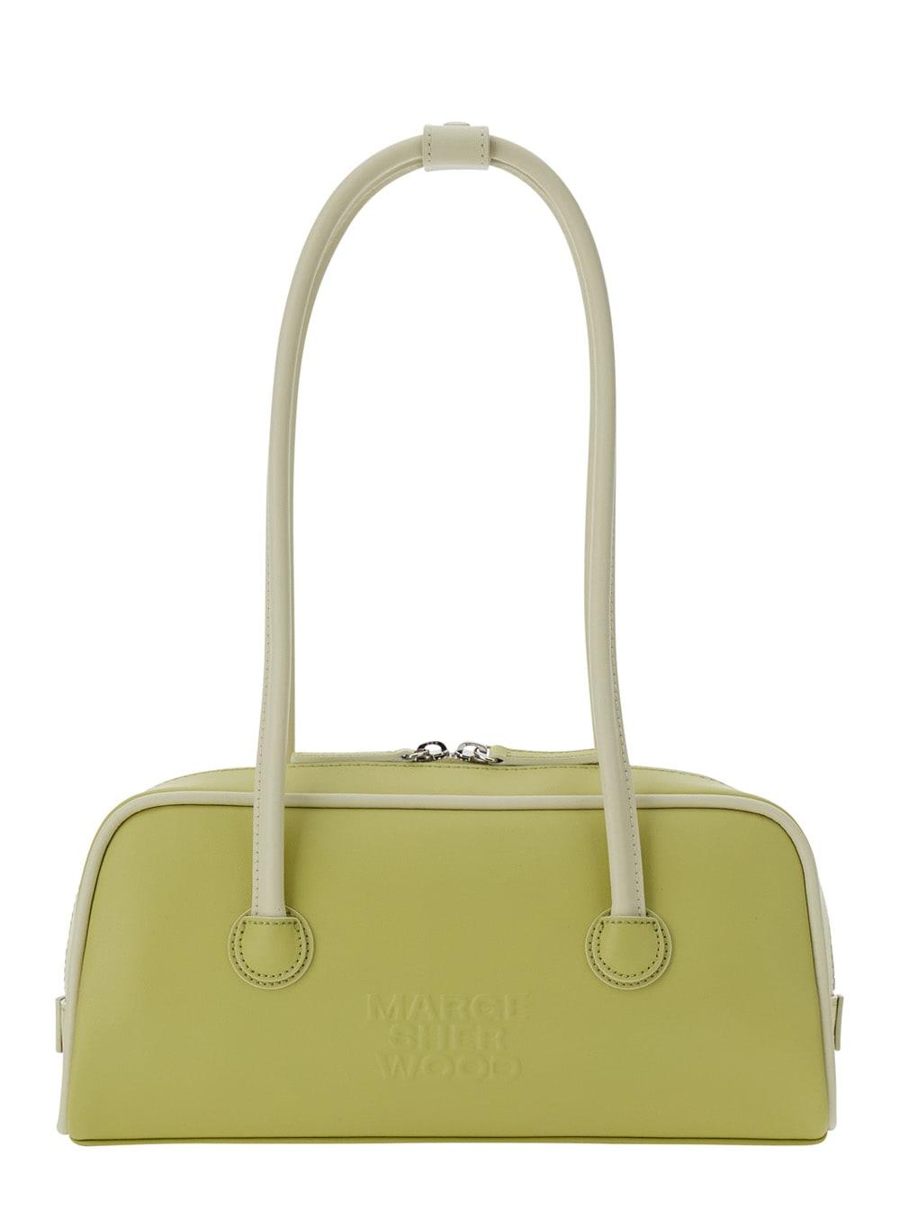 marge sherwood shoulder bag soft baguette (piping) green in leather for women
