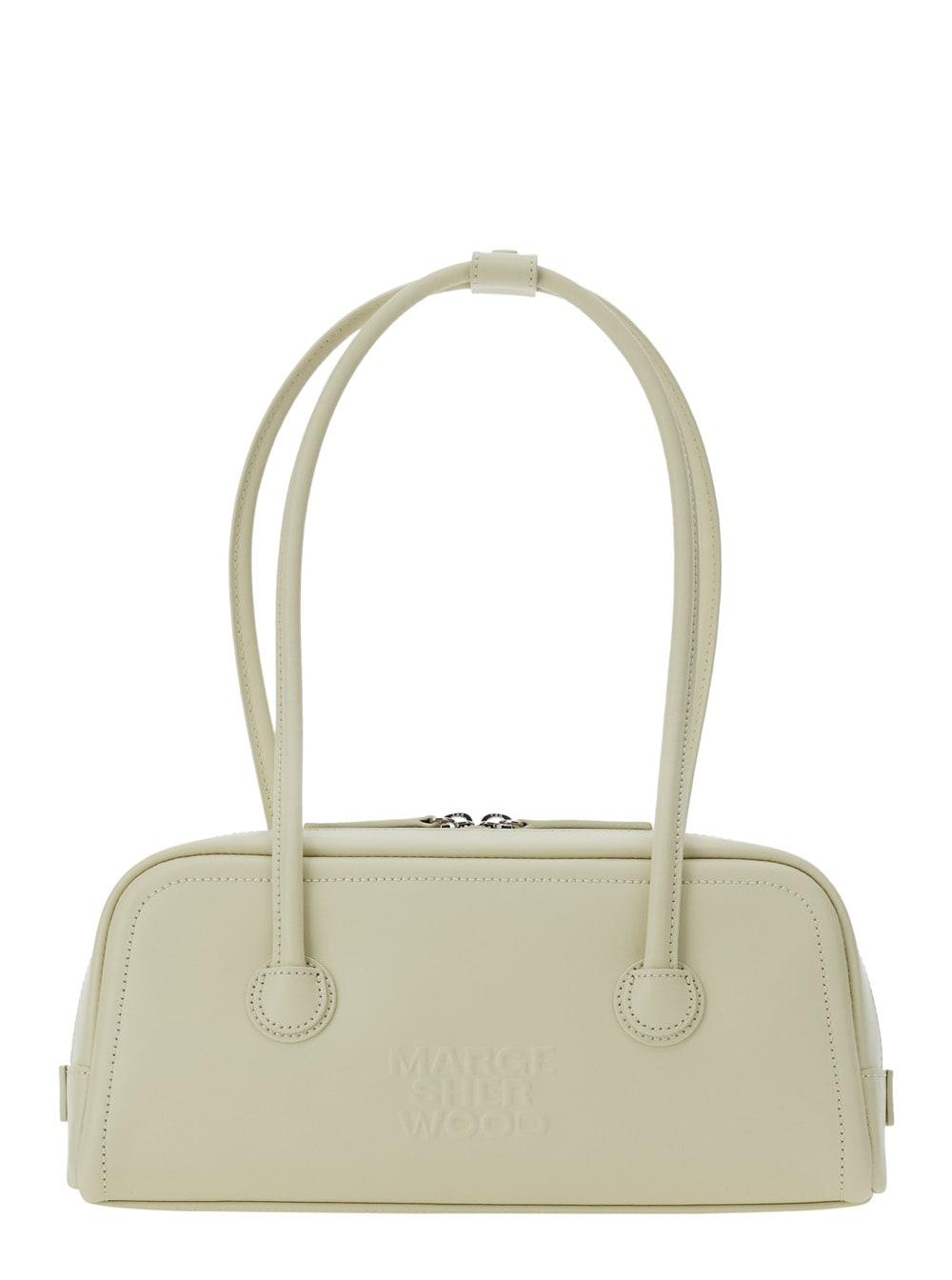 marge sherwood shoulder bag soft baguette in white leather for women