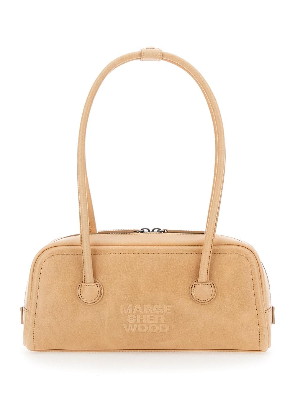 marge sherwood shoulder bag soft boston ew beige with elegant leather details