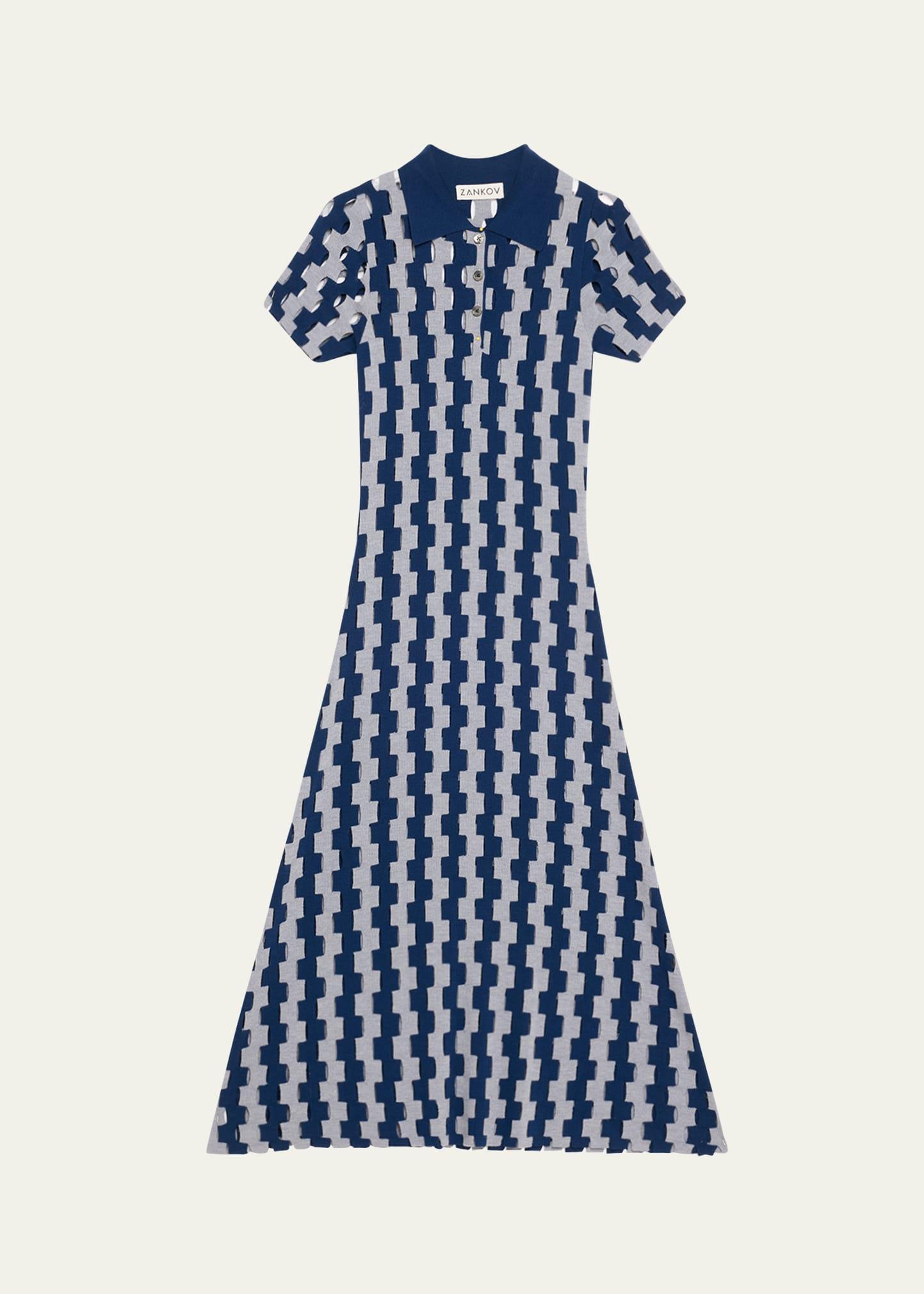 margerite abstract cutout merino wool midi dress