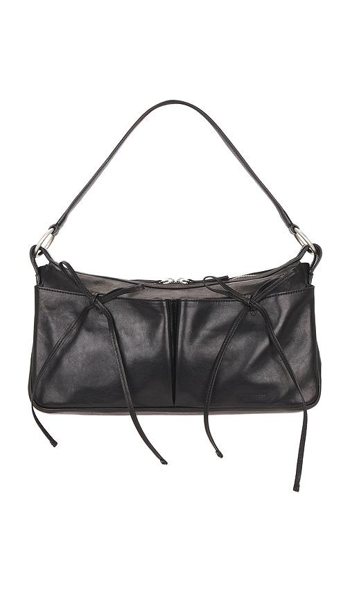 margesherwood ribbon large pochette bag in black.