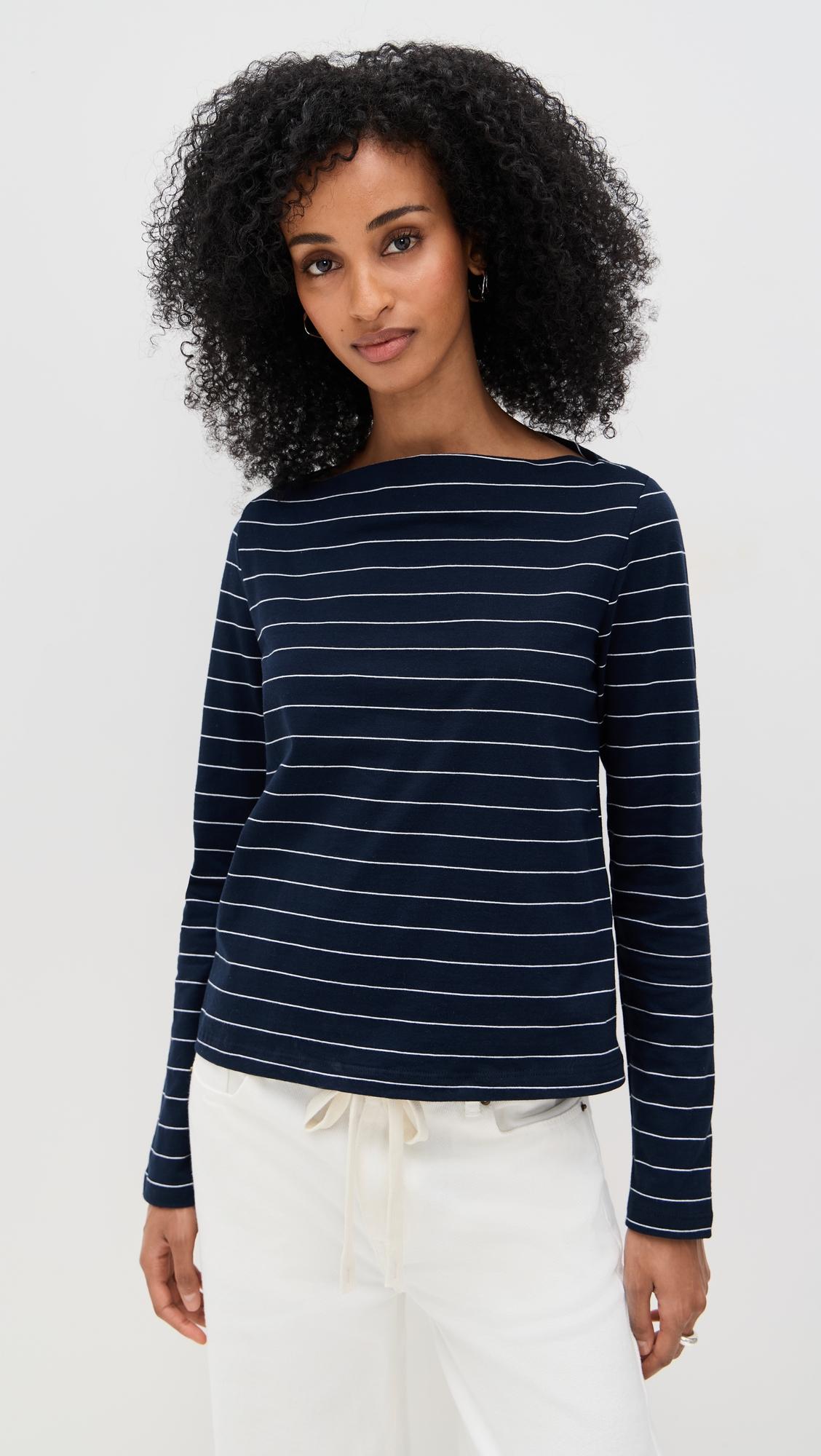 margo stripe boat neck long sleeve tee