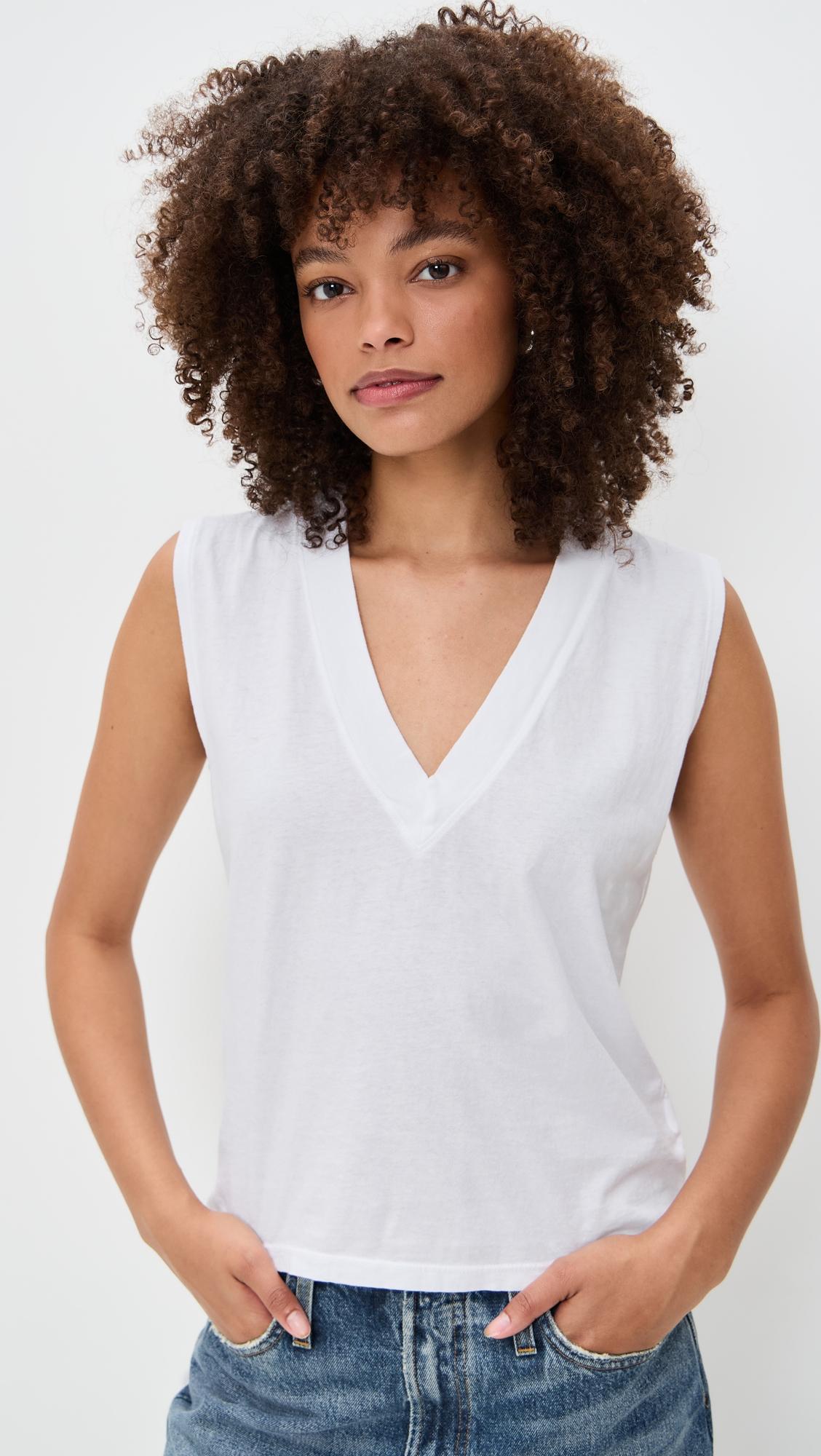 margot cotton sleeveless v neck tee