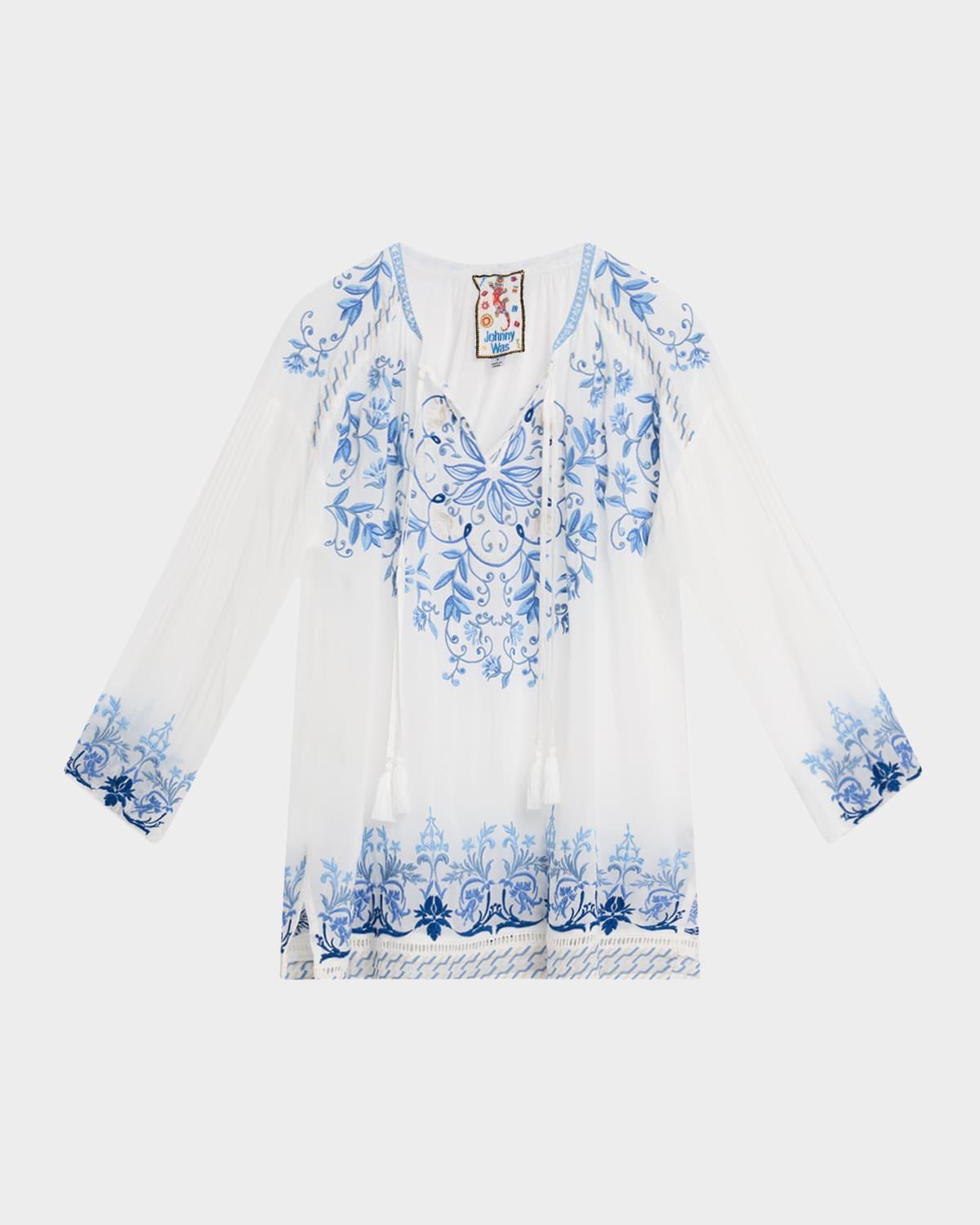 margot floral-embroidered georgette blouse