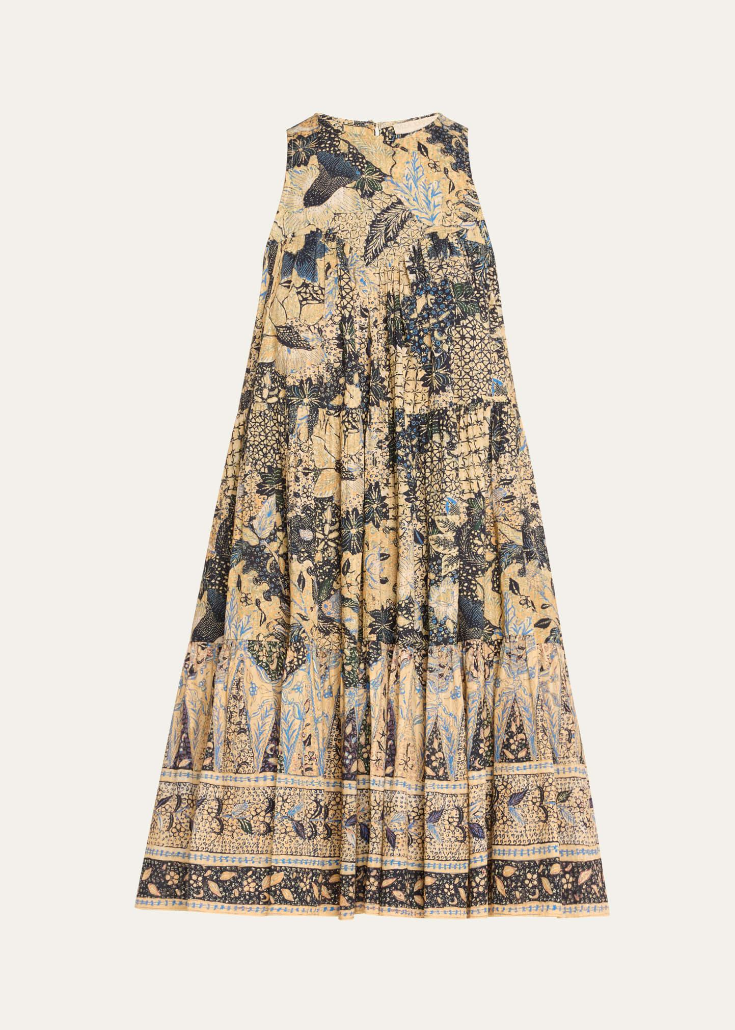 mari printed swing dress