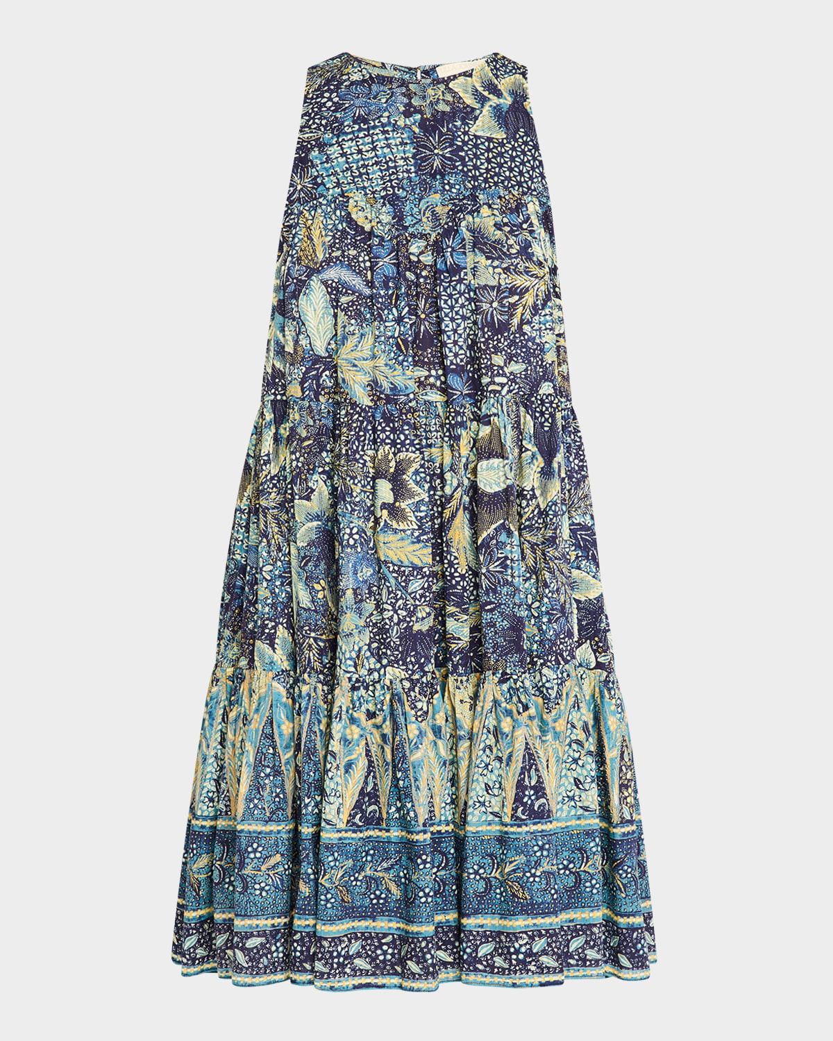 mari printed swing dress