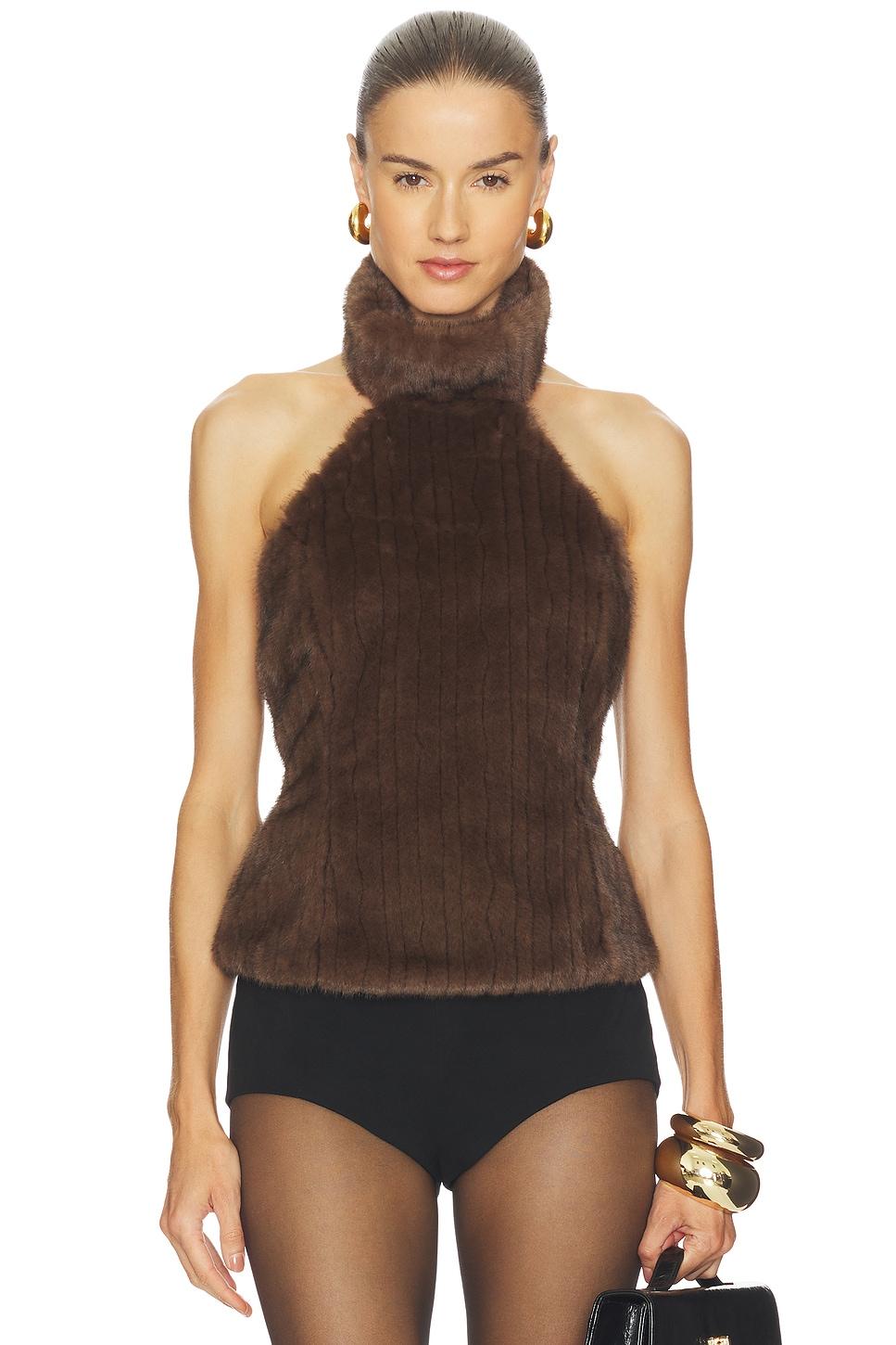 maria faux fur turtleneck top