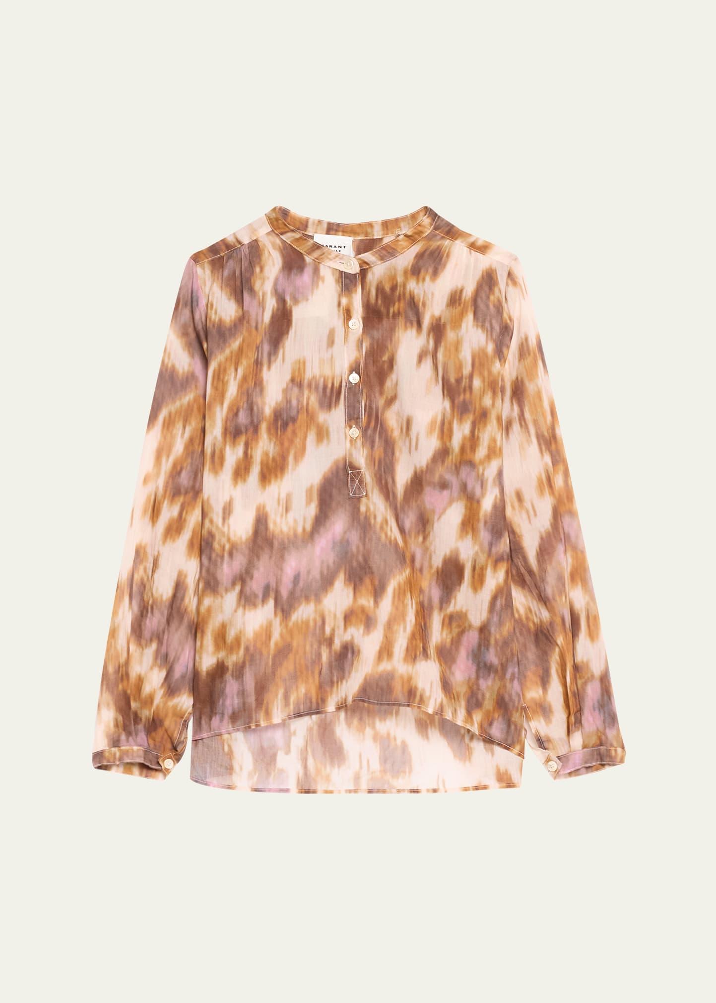 maria long-sleeve half button-front top