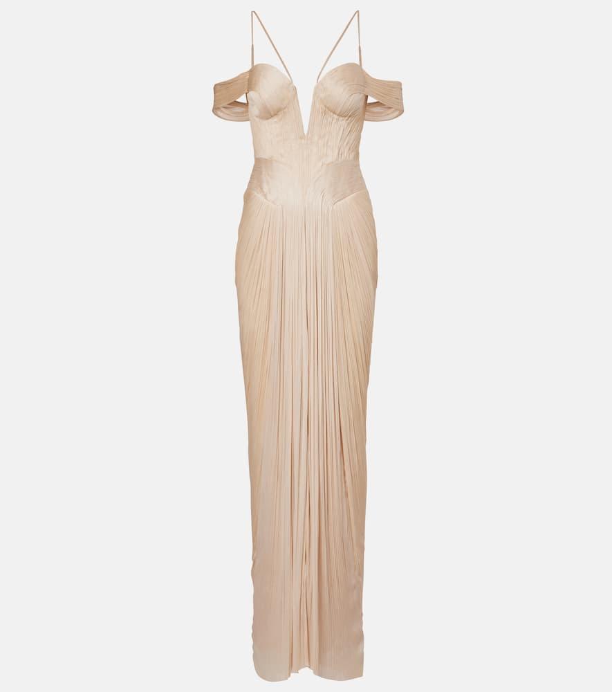 maria lucia hohan camilla metallic silk tulle bustier gown