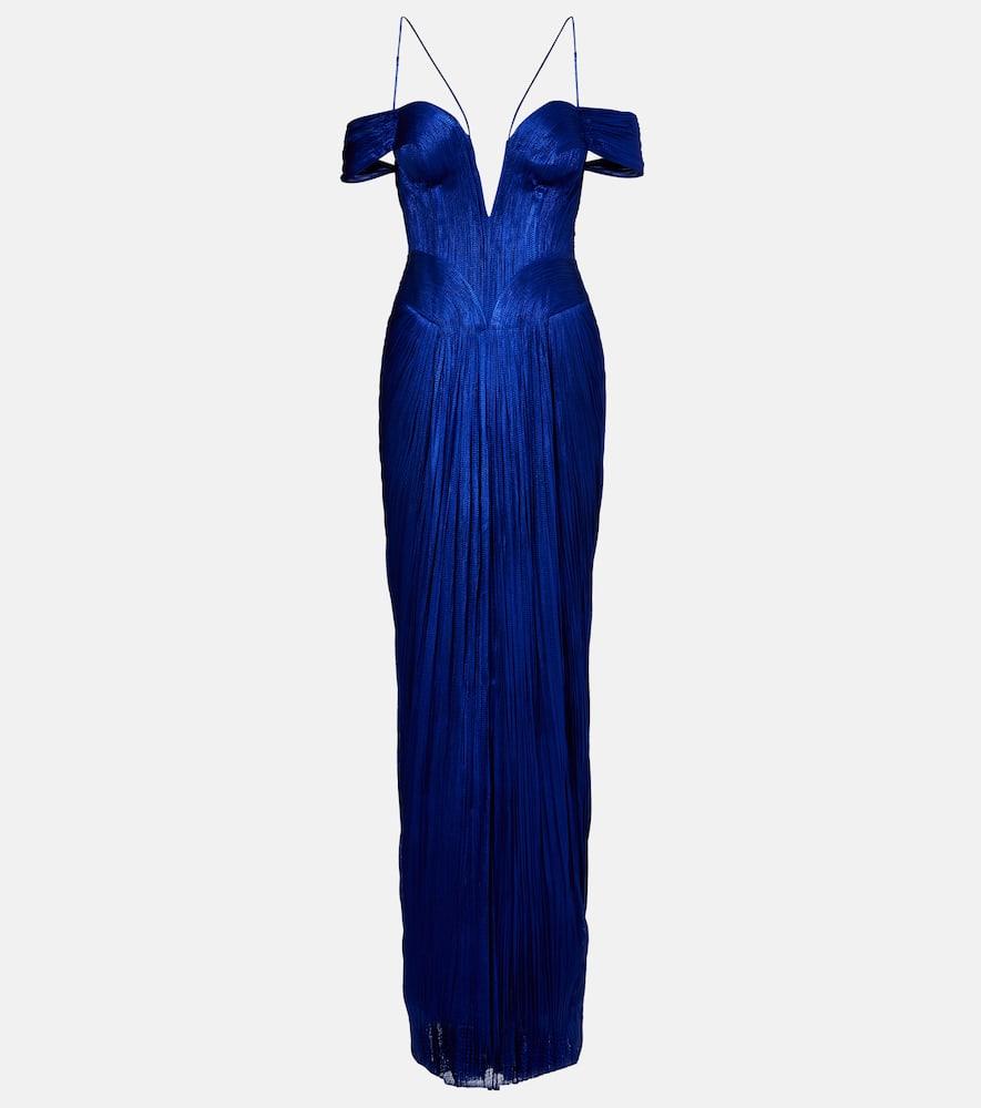 maria lucia hohan camilla metallic silk tulle bustier gown