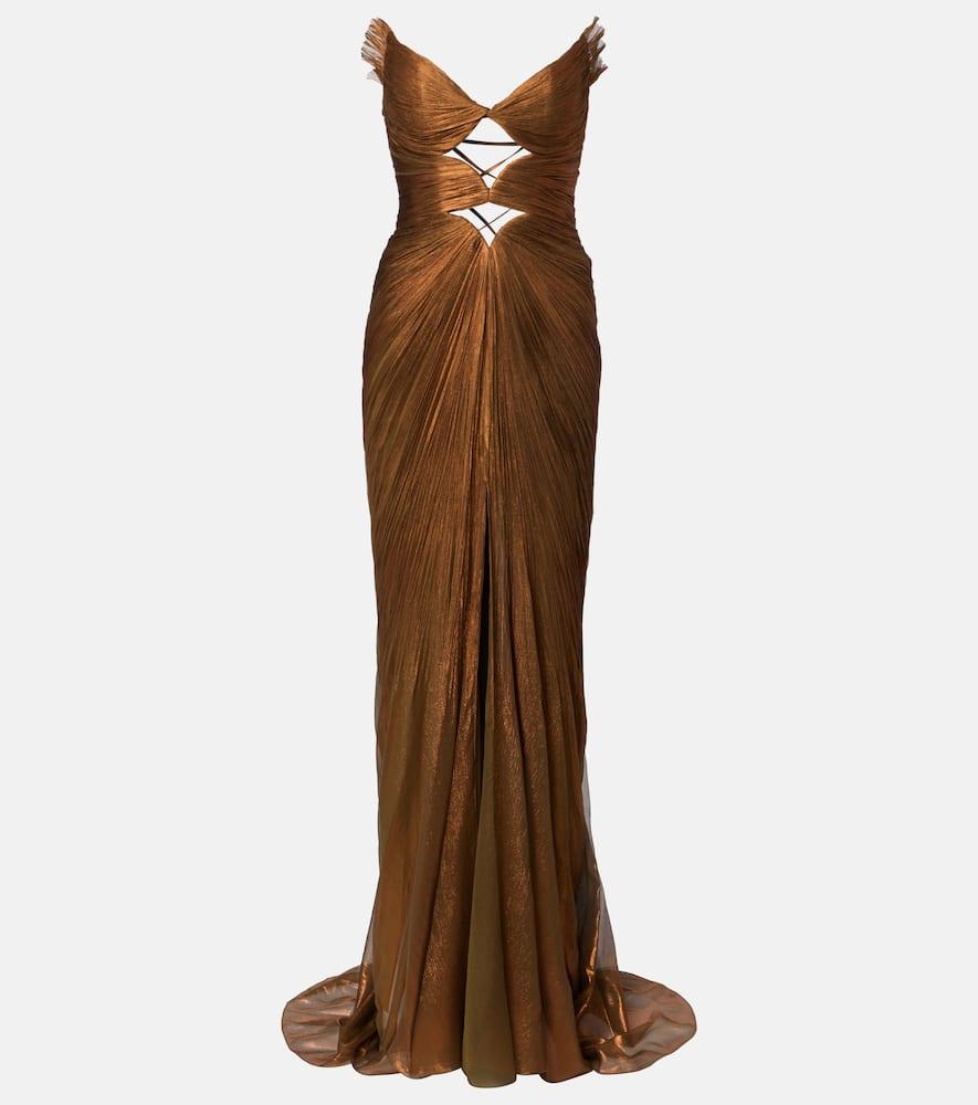 maria lucia hohan cutout pleated silk gown