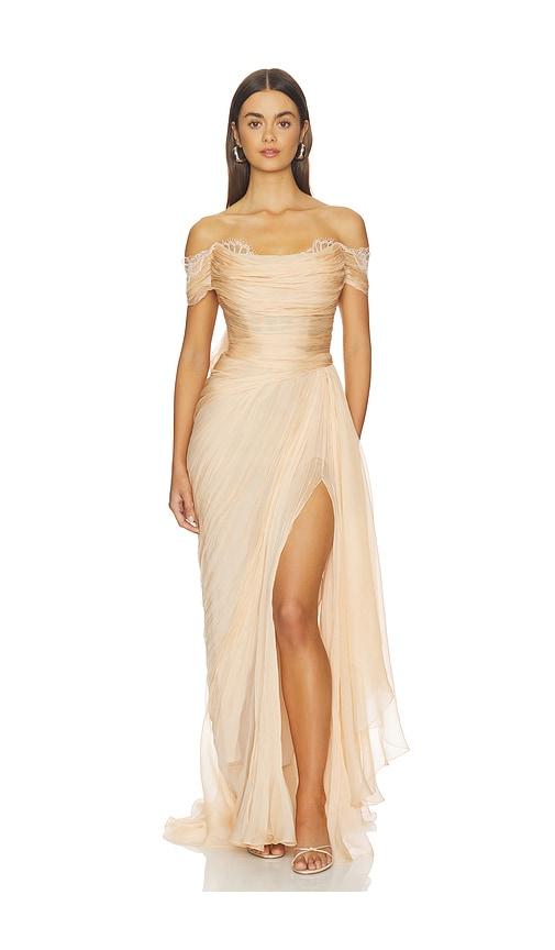 maria lucia hohan dalia bridal dress in nude.