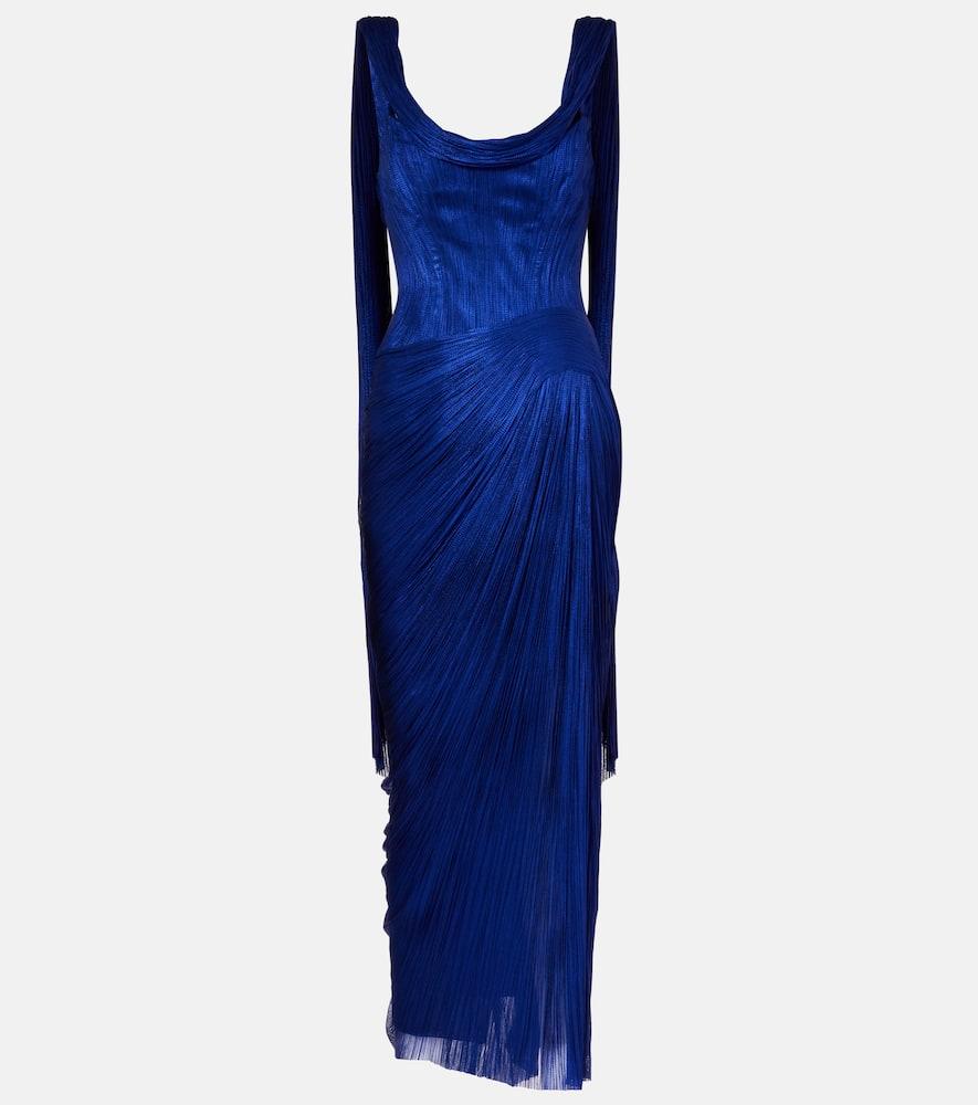 maria lucia hohan faye metallic silk tulle bustier gown