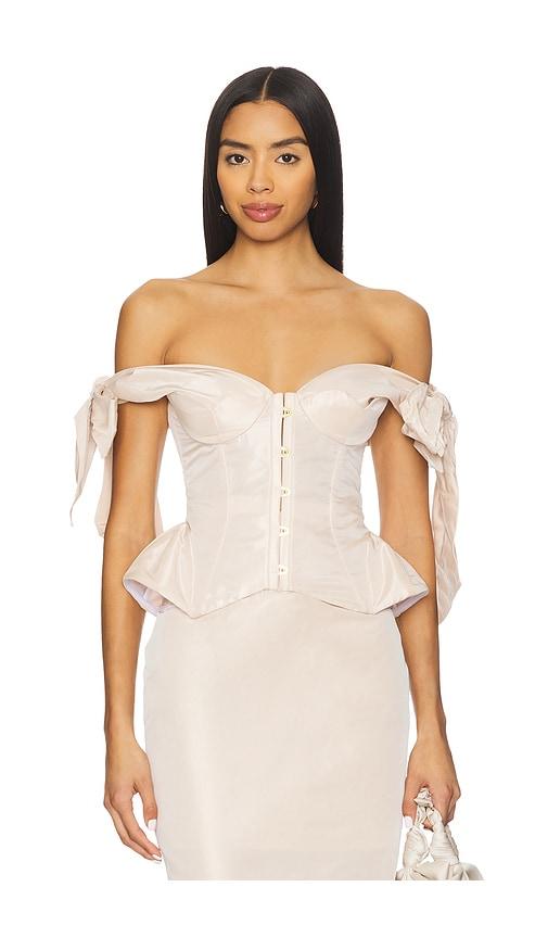 maria lucia hohan medana bridal top in nude.