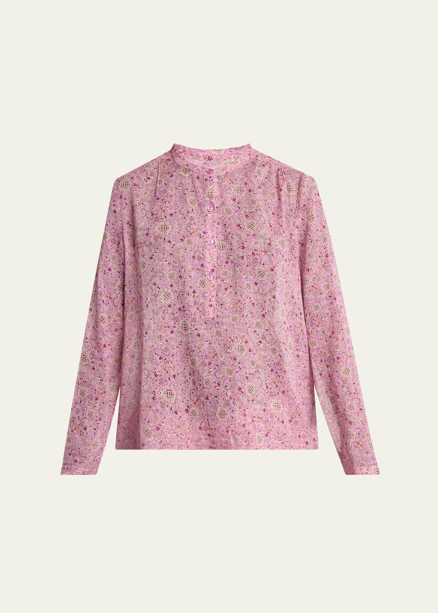 maria printed long-sleeve blouse