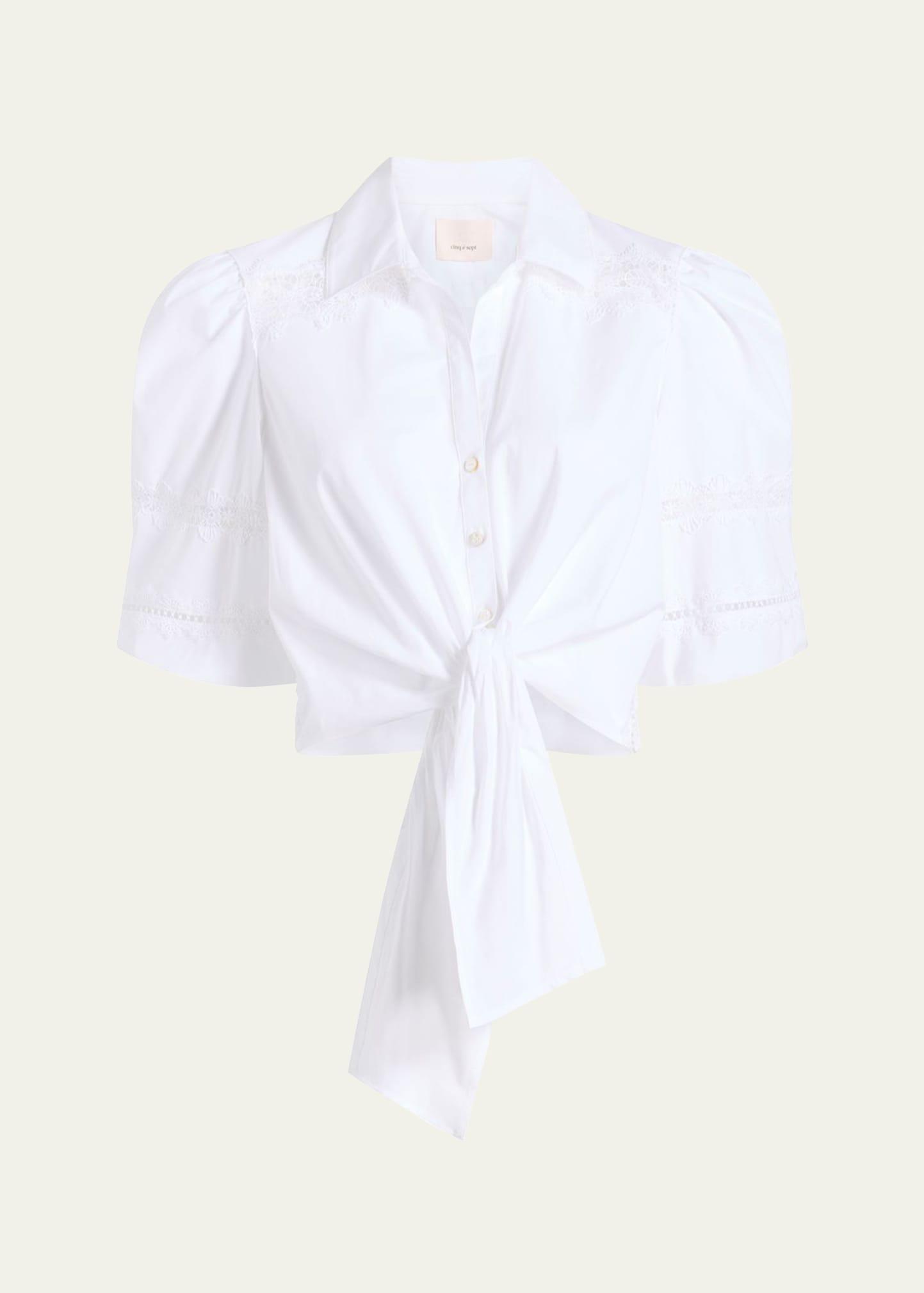 marianna embroidered tie-front top