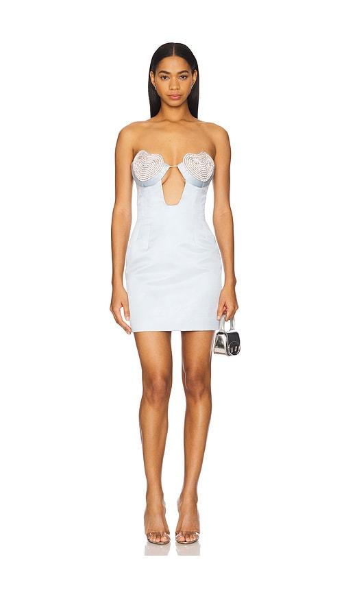 marianna senchina mermaid mini dress in blue.