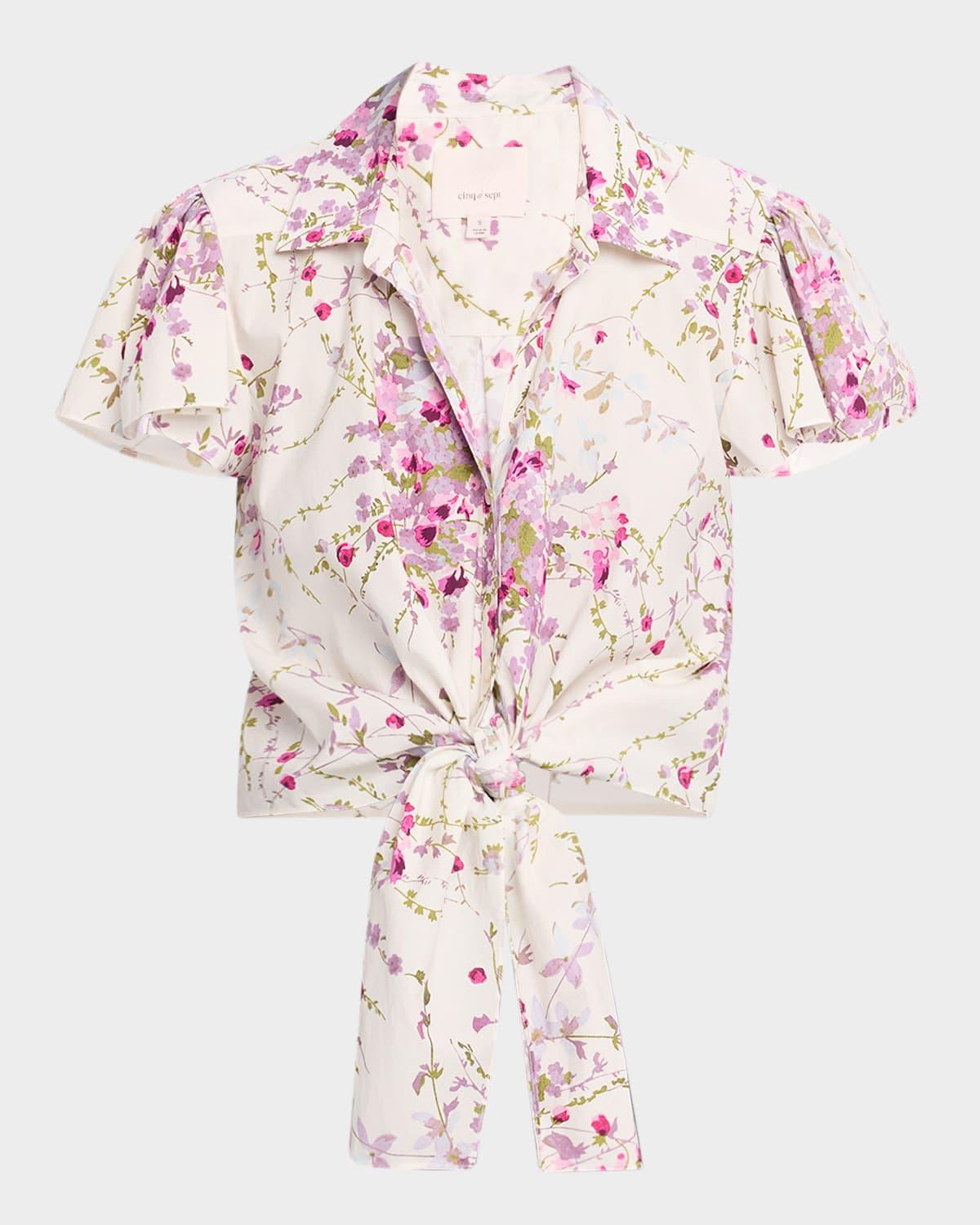 marianna tie-front midsummer bloom blouse